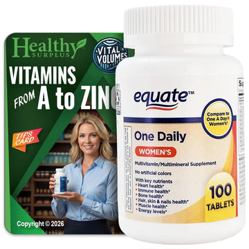 Healthy Surplus Equate One Daily Women's Multivitamin/Multimineral Supplement 100 Tablets and Vital Volumes Vitams Healthy Surplus Au supplements