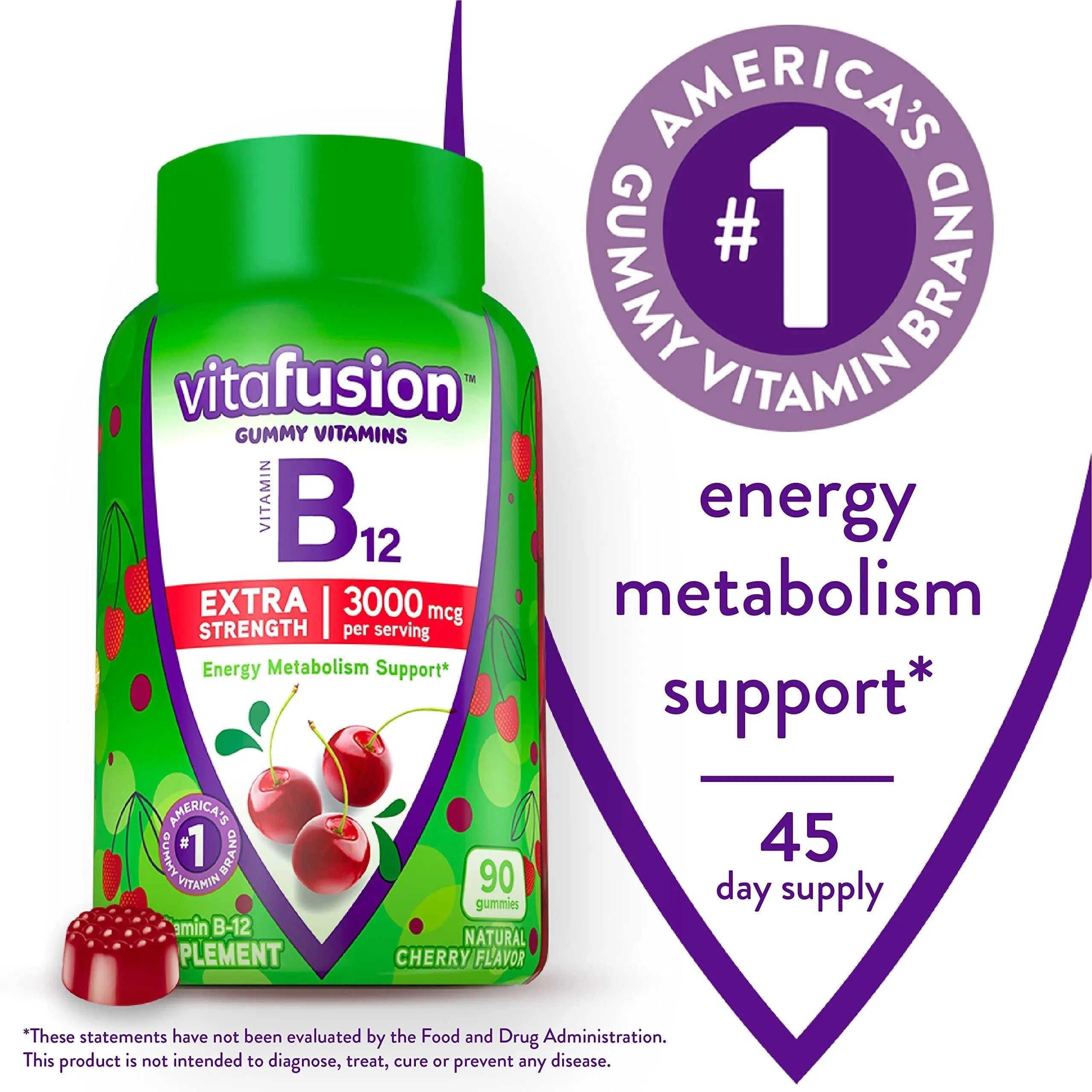 Vitafusion Gorgeous Hair, Skin & Nails Multivitamin Plus Biotin, Vitamin B12 Cherry Gummies for Energy Metabolism Support, 135ct & 90ct Vitafusion Au supplements