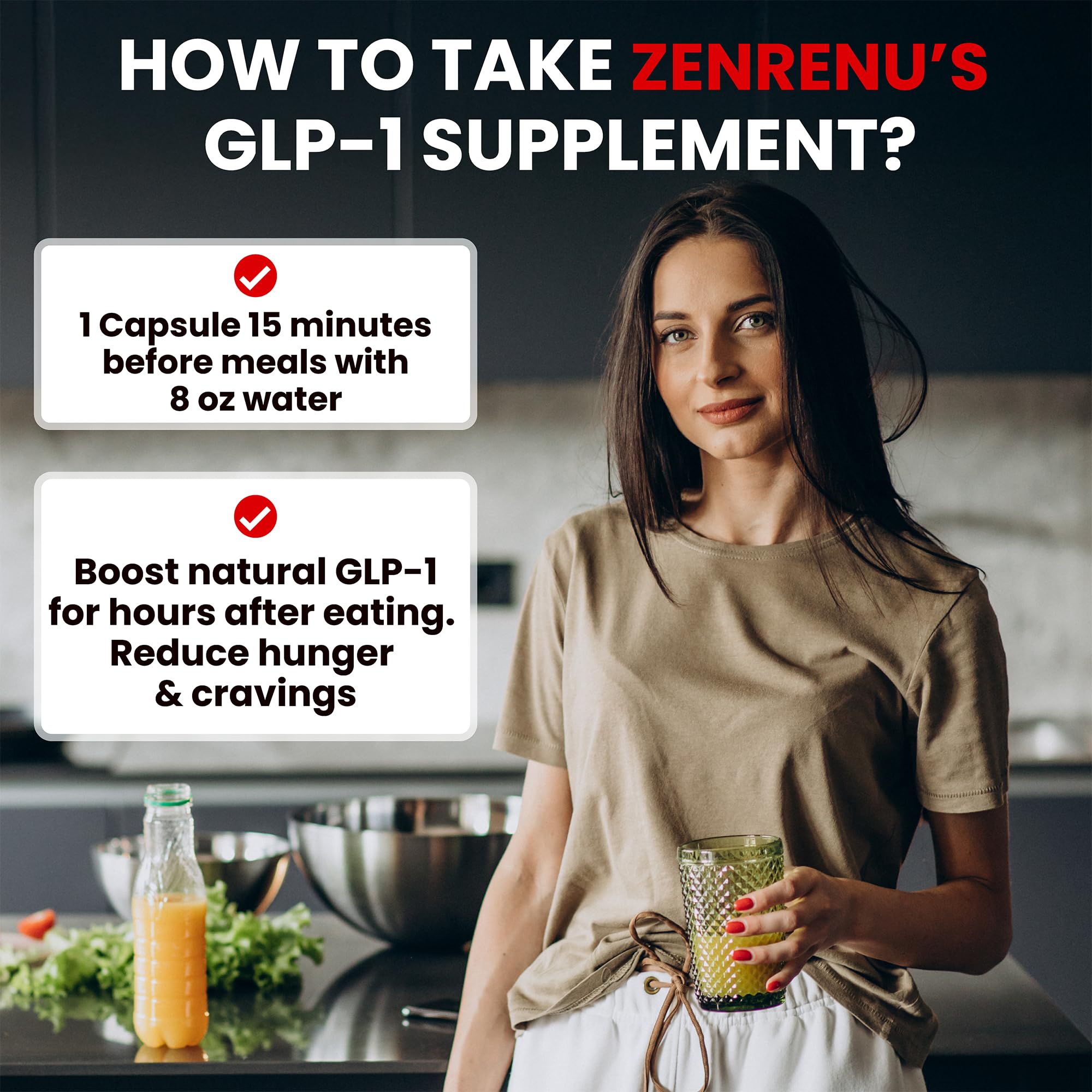 Zenrenu GLP-1 Supplement for Women - Natural Metabolism, Appetite & Craving Support – Super Berberine, Cinnamon,Akkermansia Probiotic,11-in-1 Gut Support - GLP Activate -60 Vegan Caps Zenrenu Au supplements