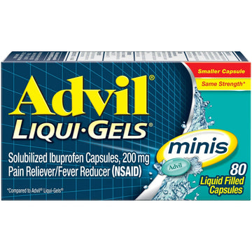 Advil Liqui-Gels Minis Pain Reliever and Fever Reducer, Pain Medicine for Adults with Ibuprofen 200mg for Pain Relief - 80 Liquid Filled Capsules Advil Au supplements