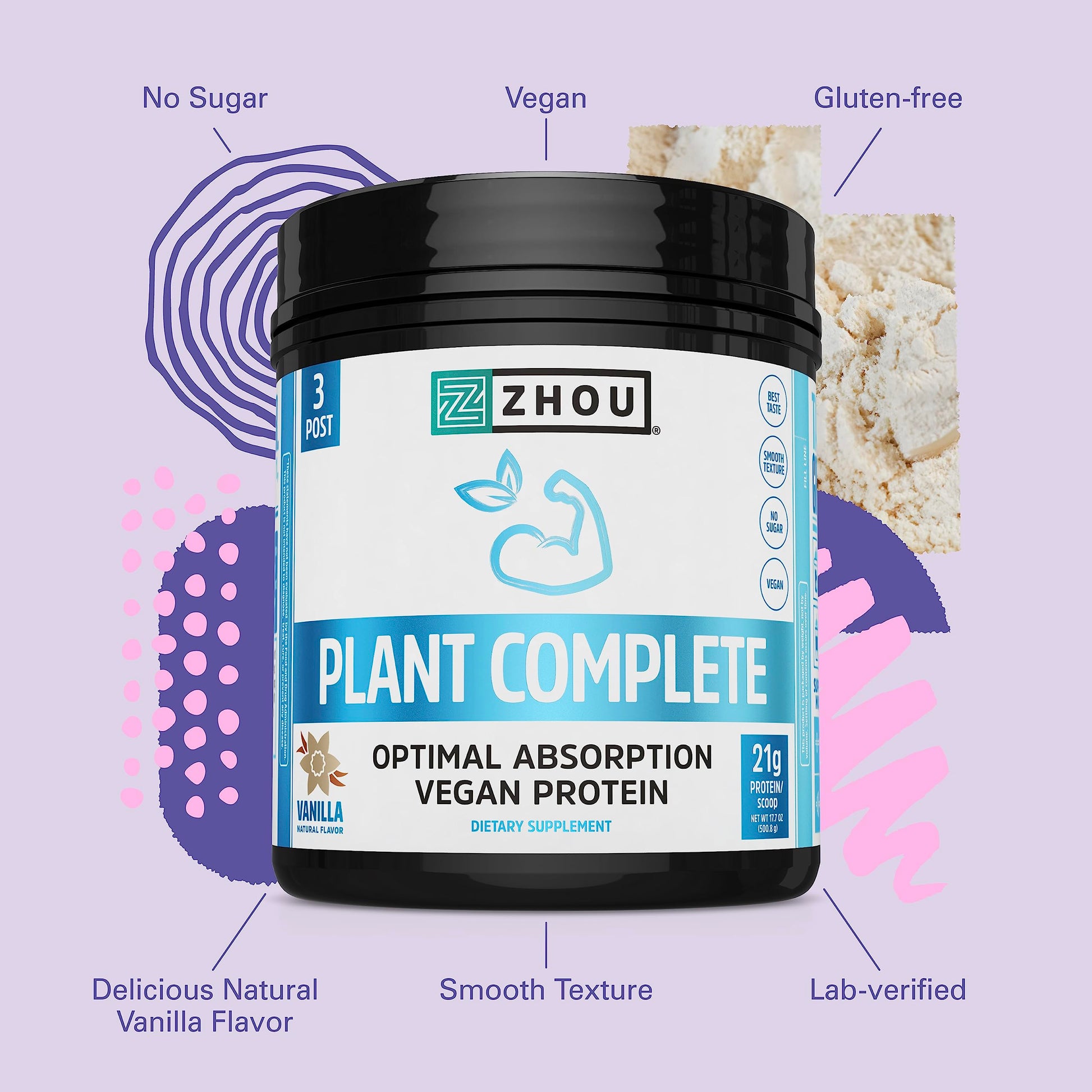 Zhou Nutrition Plant Based Vegan Protein Powder, Best Absorption Digest Score, Complete Zhou Nutrition Au supplements