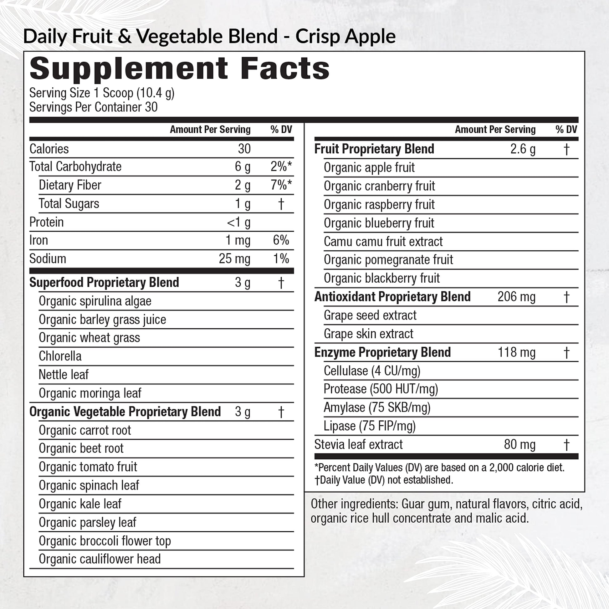 Equilife Daily Fruit & Vegetable Blend, Superfood Antioxidant Supplement, Crisp Apple Flavor with Vitamin C, Fiber, and 9 Essential Amino Acids, Supports Energy, Low Sugar, Vegan, 30 Servings Tub Equilife Au supplements
