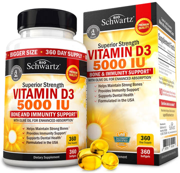 Vitamin D3 5000 IU (125 mcg) Natural Immune Support Supplement, Bone Strength BioSchwartz Au supplements