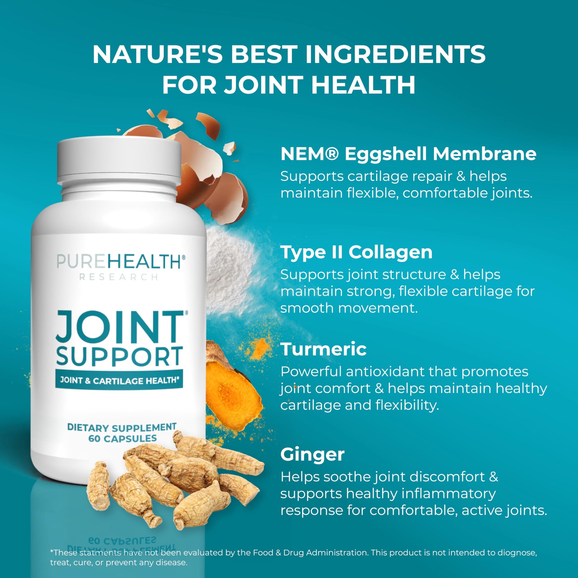 PUREHEALTH RESEARCH Joint Support NEM Eggshell Membrane with Boswellia Extract, Calcium & Turmeric, 60 Capsules PUREHEALTH RESEARCH Au supplements