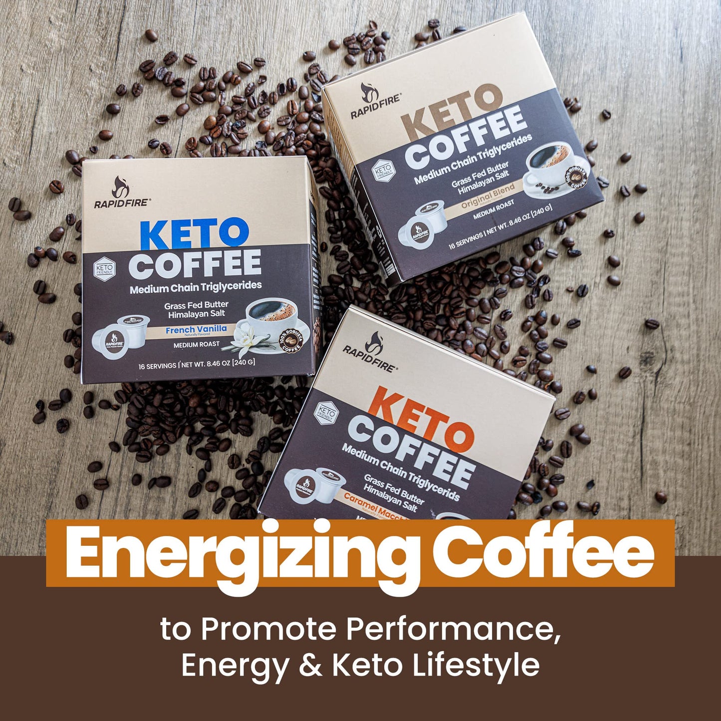 Rapidfire French Vanilla Ketogenic High Performance Keto Coffee Pods, Supports Energy Rapid FireUS supplements