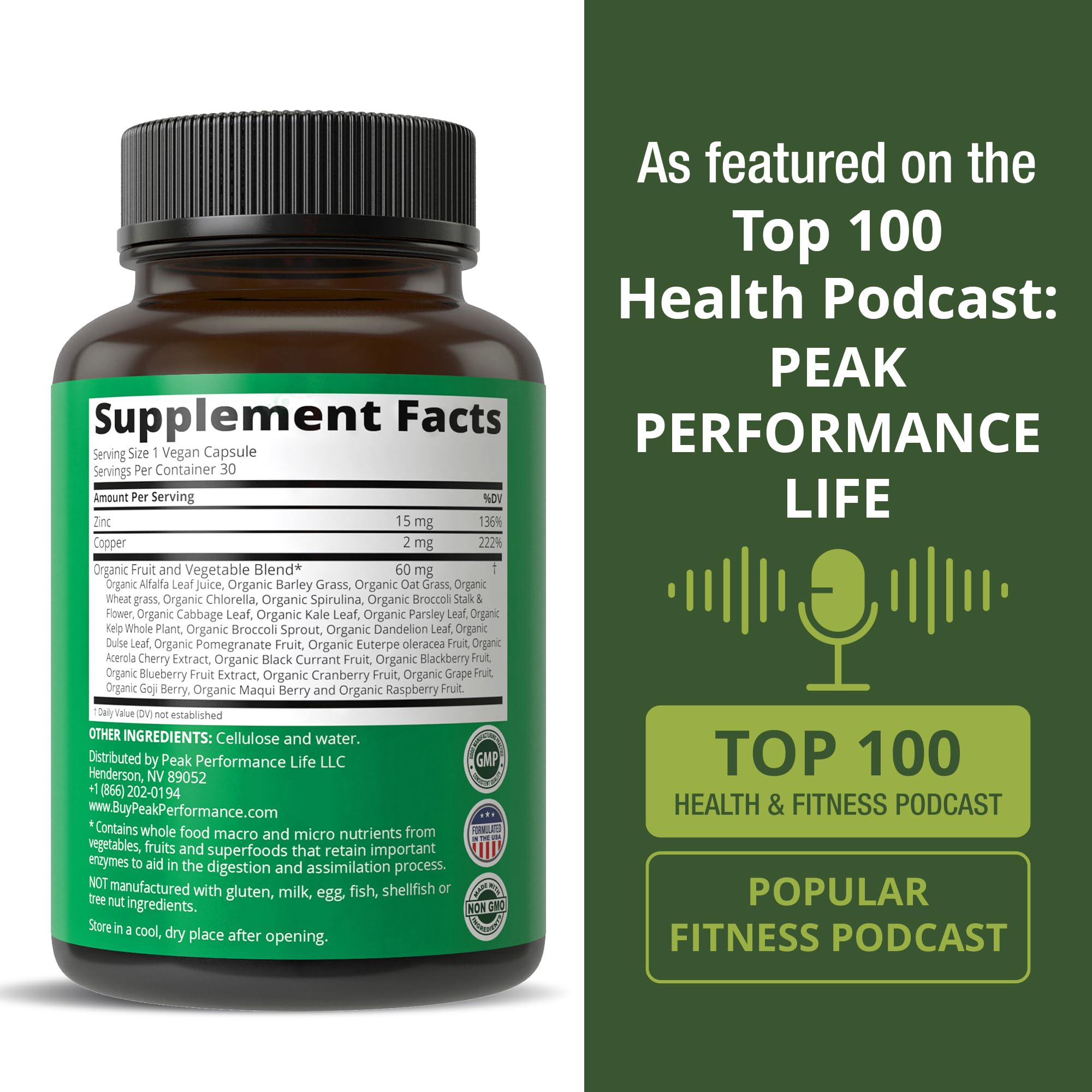 Zinc with Copper + Whole Food Blend of 25 Vegetables and Fruits for Max Absorption. Immune Support Supplement Capsules. Two Essential Minerals for Immunity. Zinc Vitamin Pills for Men and Women. Peak Performance Au supplements