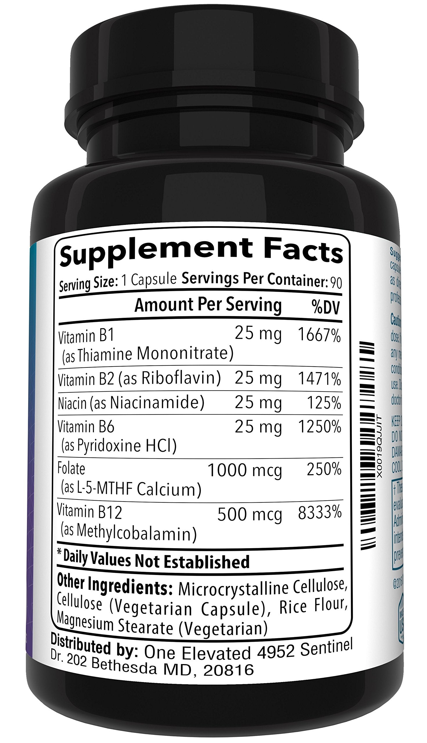 Double Strength & Most Bioactive Methyl Folate! Uniquely Formulated with Highest Pharmaceutical Grade Methylcobalamin (B12), Niacin, B1, B2 B6. Works Synergistically for Max Results-3 Month Supply One Elevated Au supplements