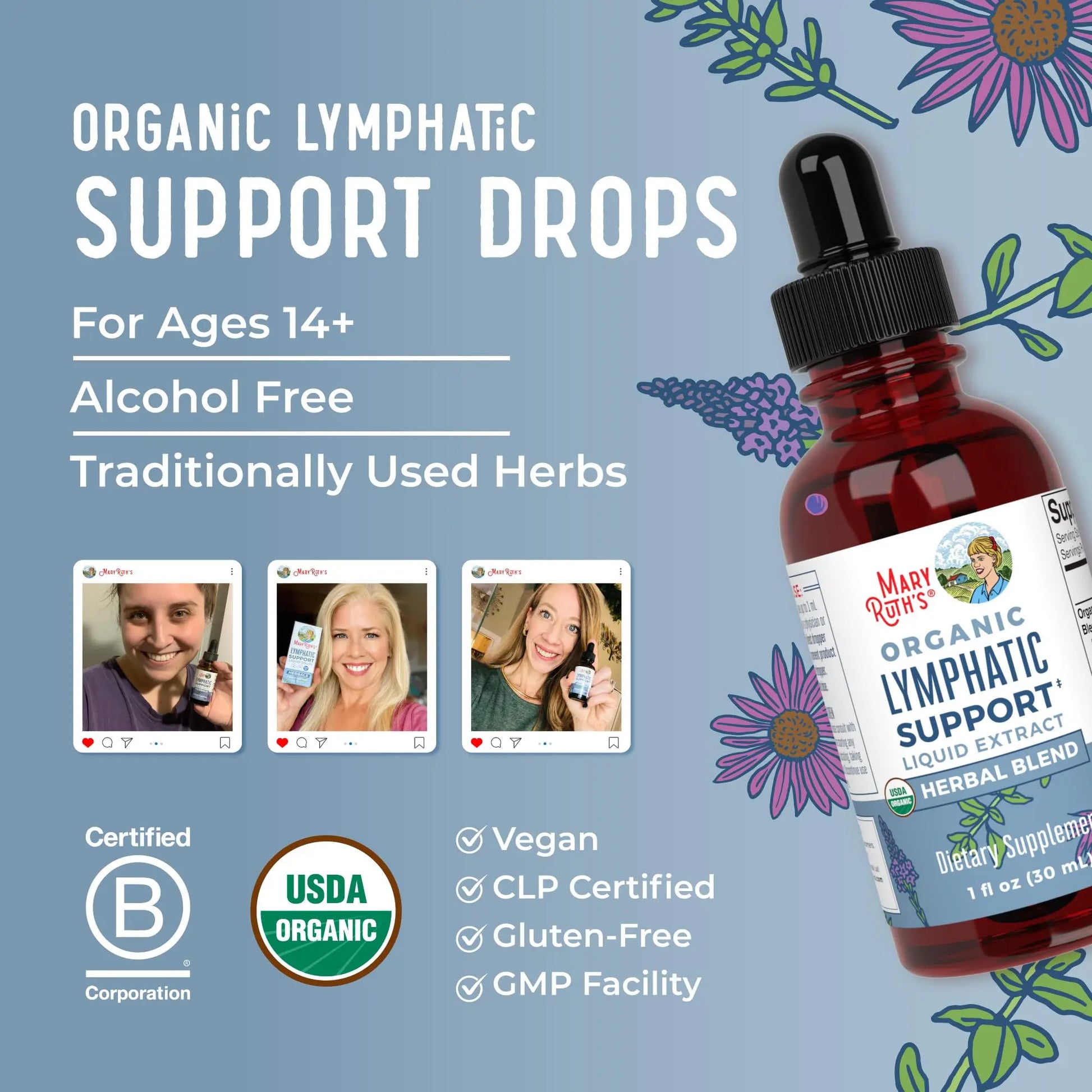 Lymphatic Support Drops by MaryRuth's | USDA Organic Lymphatic Cleanse Immune Support Supplement| Lymphatic Support with Echinacea & Elderberry | Blue Vervain | Vegan | Non-GMO | 30 Servings MARYRUTH'S Au supplements