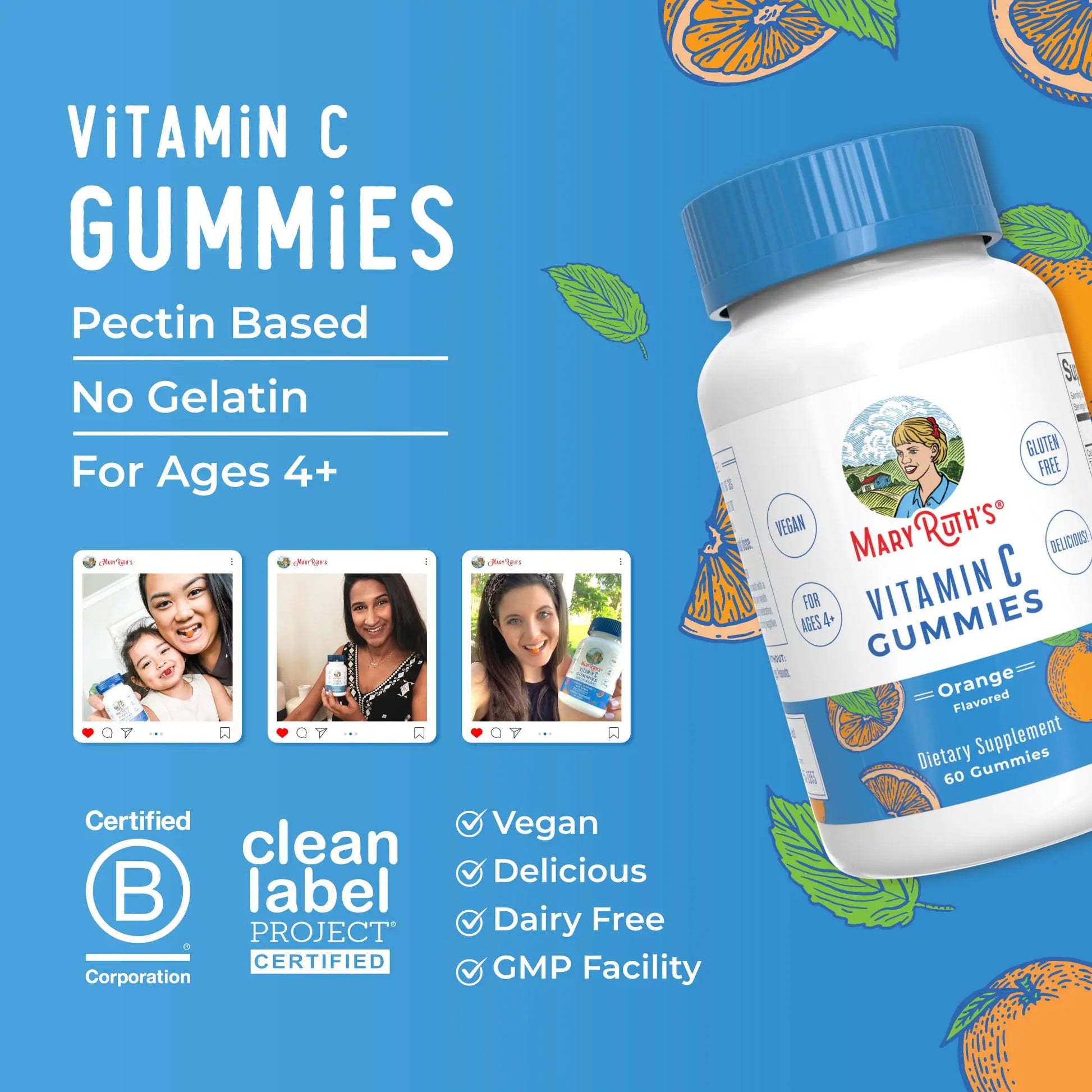 MaryRuth Organics Vegan Vitamin C Gummies | 2 Month Supply | Immune Support Supplement for Adults & Kids | Chewable Vitamin C Gummy Vitamins | Non-GMO | Pectin Based | 60 Count MARYRUTH'S Au supplements