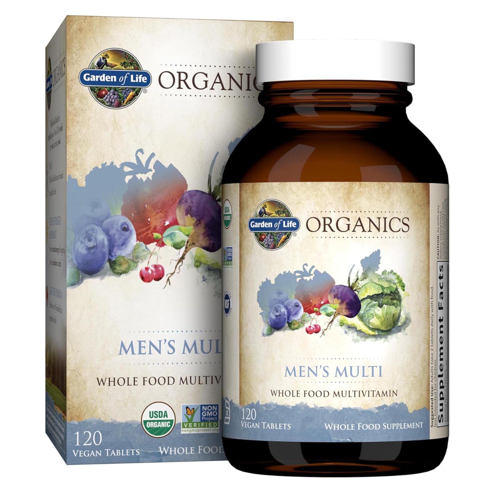 Garden of Life Organics Whole Food Multivitamin for Men, 120 Tablets, Vegan Mens Vitamins and Minerals for Health and Well-Being, Certified Organic Vegan Multi Garden of Life Au supplements