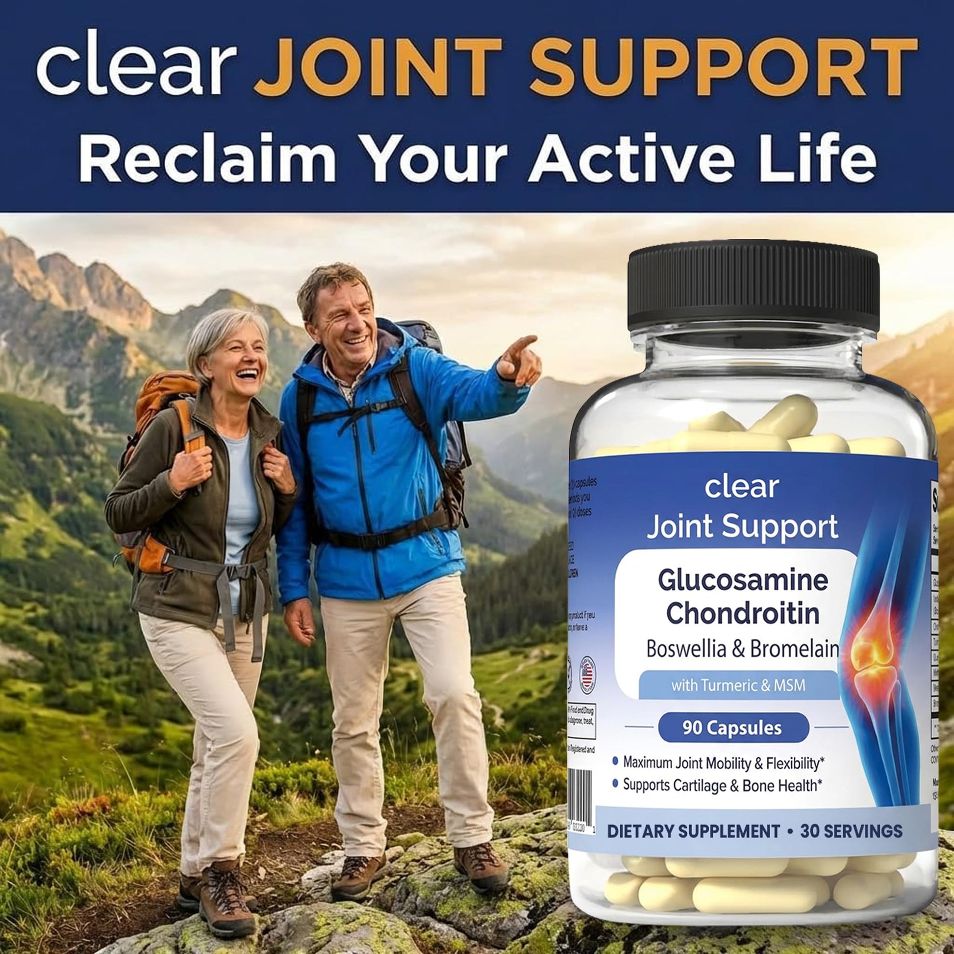 Glucosamine Chondroitin MSM with Turmeric & Boswellia 540 Capsules | 8-in-1 Joint Support Supplement for Flexibility & Mobility | Joint Supplement for Men & Women – Supports Back, Knees, Hips & Joints Clear Probiotics Au supplements
