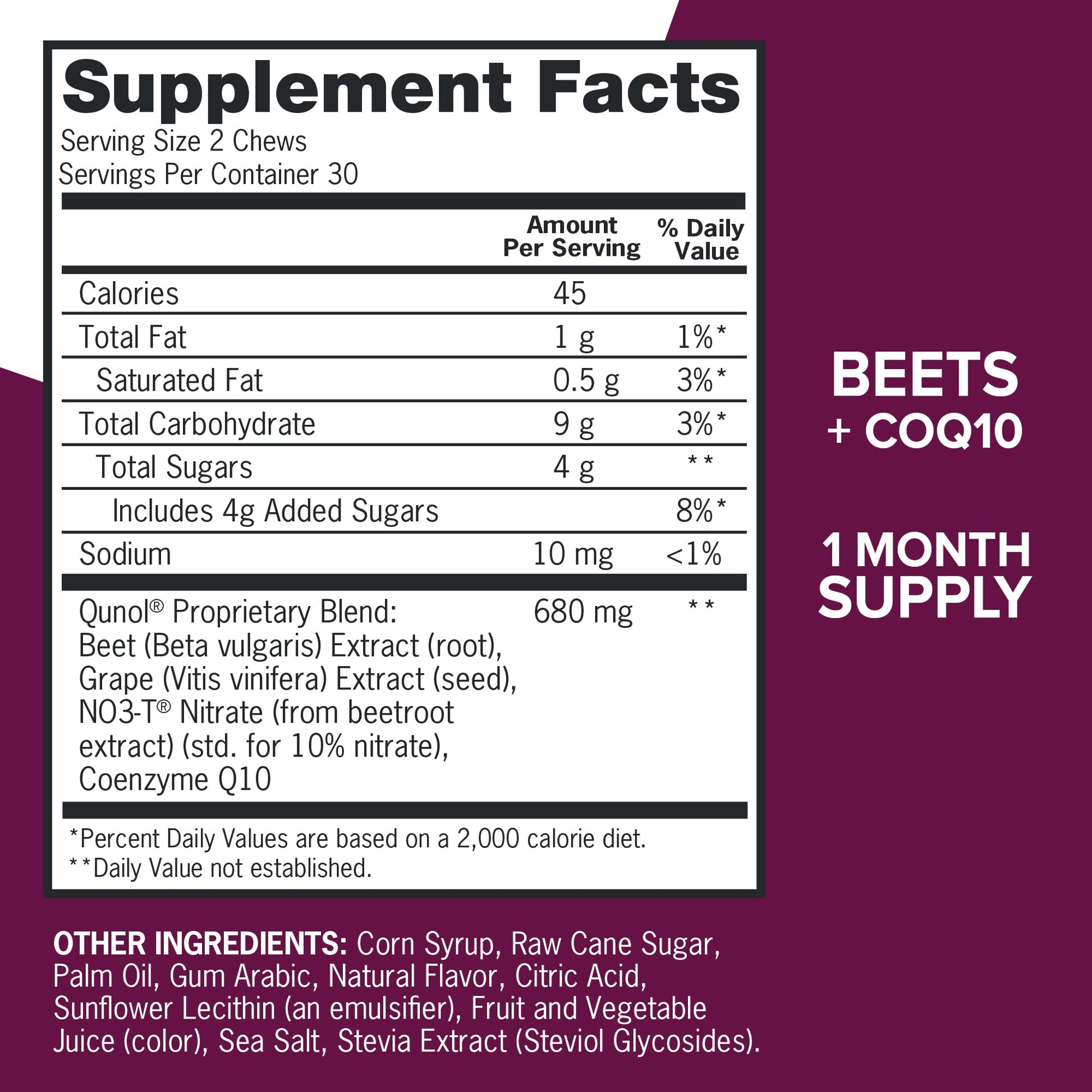 Qunol Beets Chews for Blood Pressure Support, 3 in 1 Beets + CoQ10 + Grape Seed Extract Qunol Au supplements