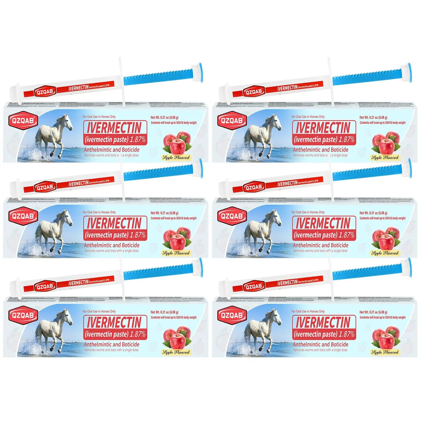 Ivermectin Horse Paste Dewormer , Horse Wormer Paste, Apple Flavor, 0.21 Ounces, 6 Pack QZQAB Au supplements