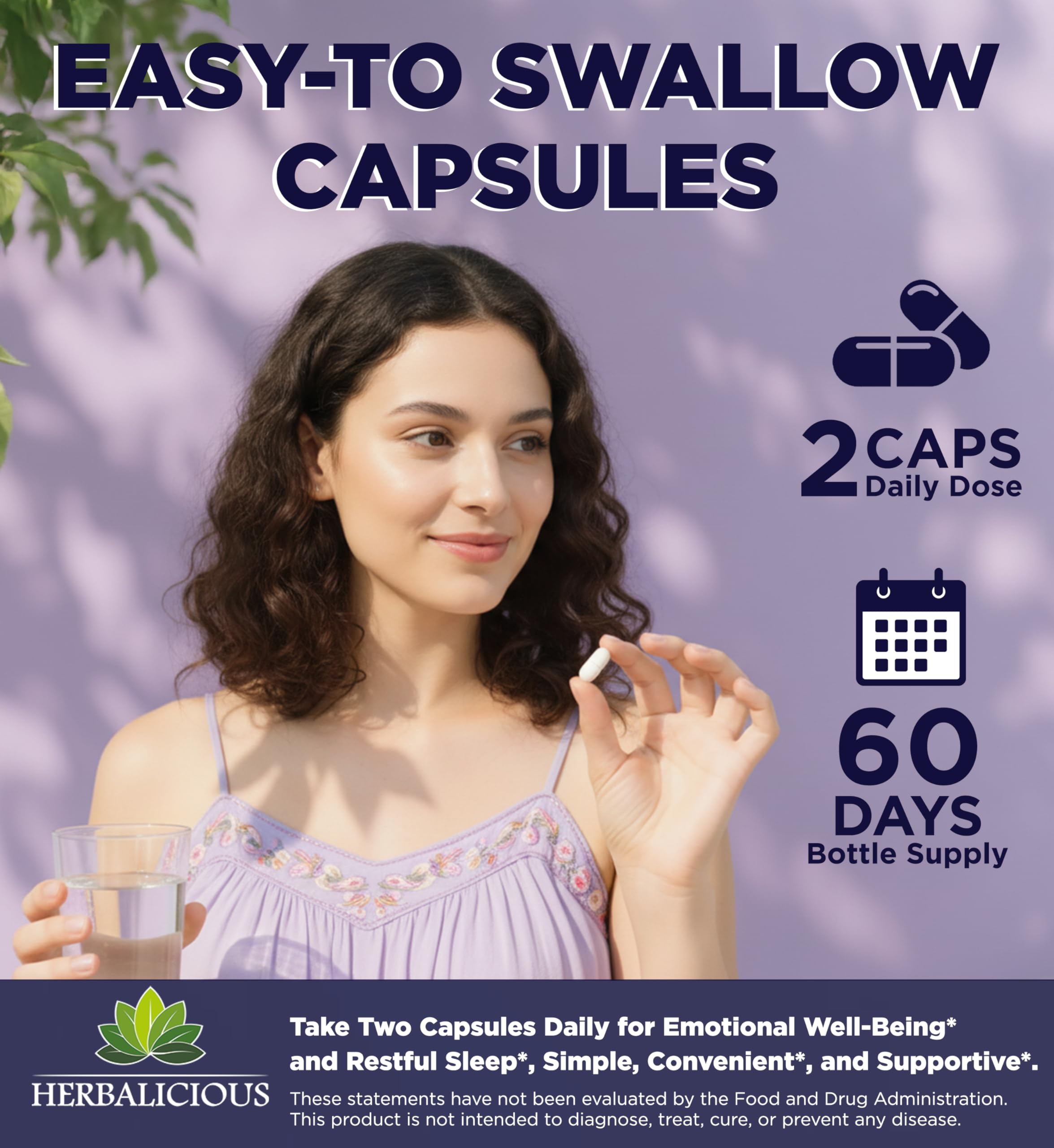 HERBALICIOUS GABA L-Theanine with Magnesium – Calm & Focus Support, Stress Relief, Relaxation + Mood Balance, Brain & Memory Support Supplement – Vitamin B6 + B12 Complex – 120 Capsules HERBALICIOUS Au supplements