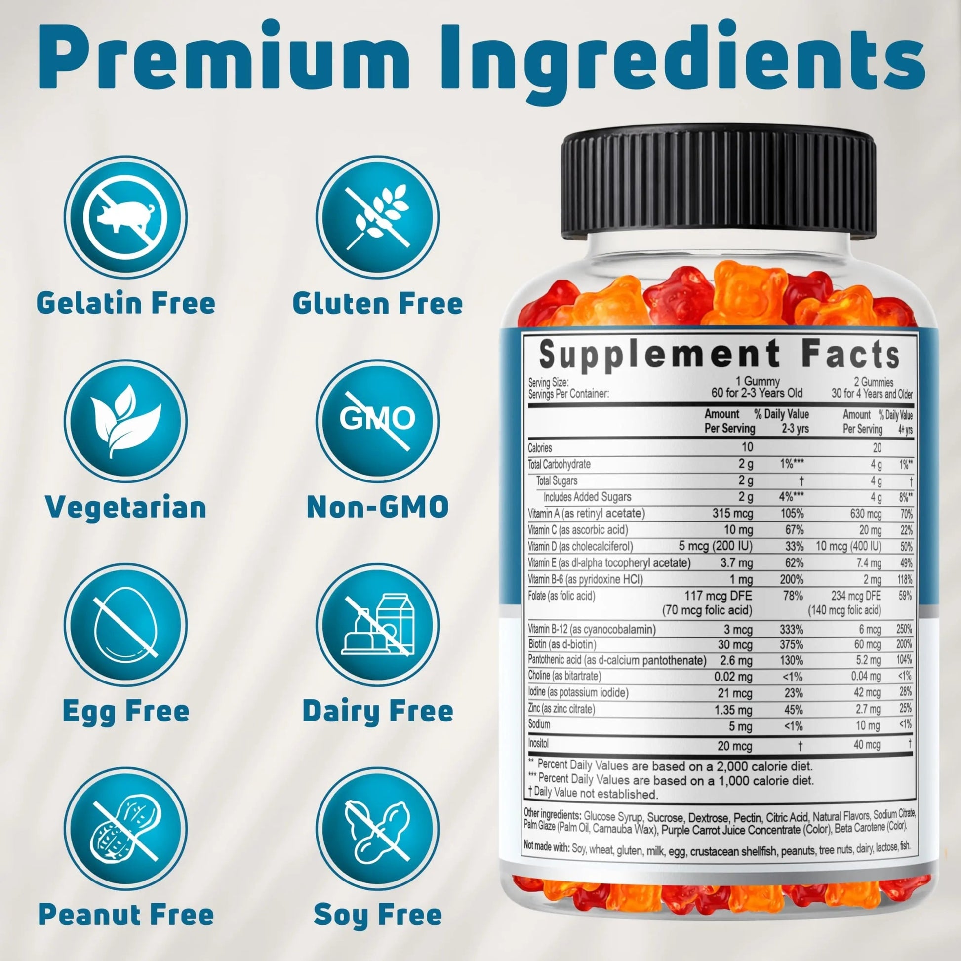 NUELATION Kids Multivitamin Gummies, 30-60 Day Supply with 14 Essential Kids Vitamins & Minerals. Toddler Vitamins for Overall Wellness. Non-GMO, Gelatin-Free, Gluten-Free, Vegetarian Children Vitamin NUELATION Au supplements