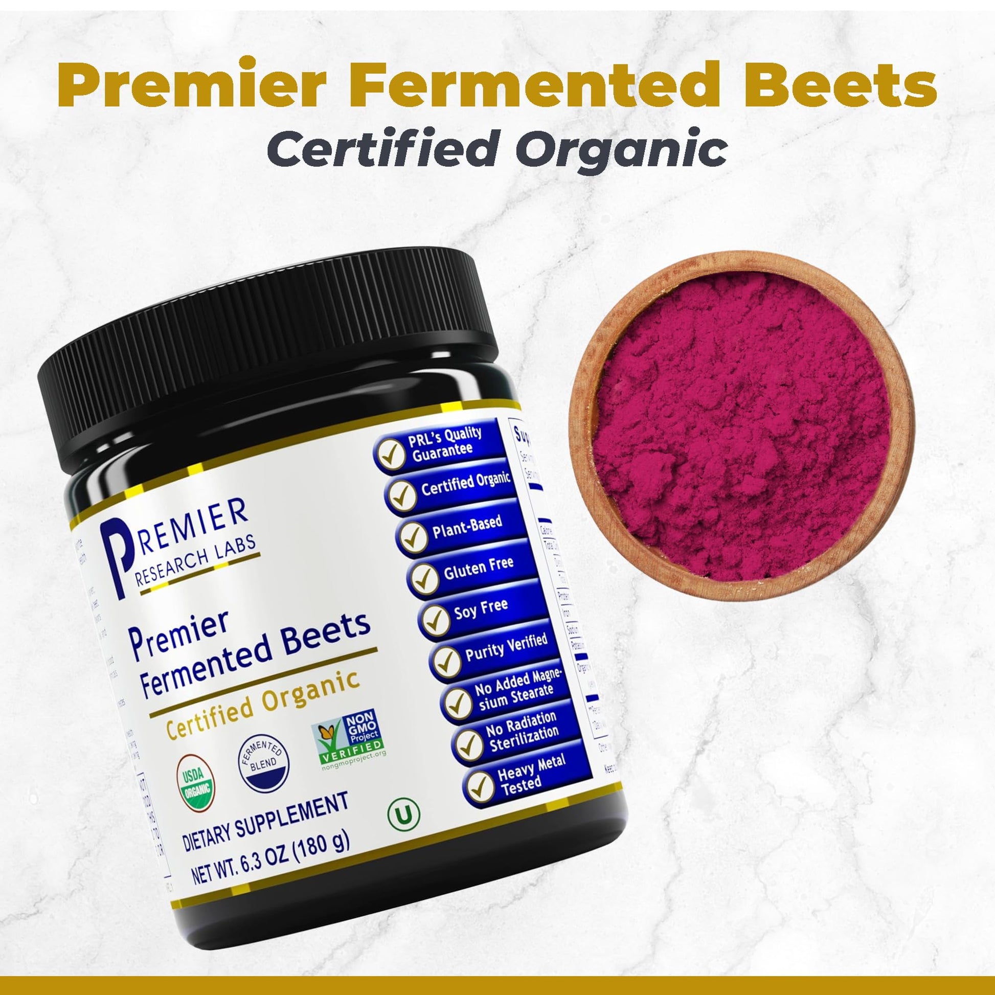 Premier Research Labs Premier Fermented Beets - Beet Root Powder Fermented, Organic Fermented Beets for Men & Women, Beetroot, Nitrates, Blood Pressure Support, USDA Organic - 6.3 Oz Jar Premier Research Labs Au supplements