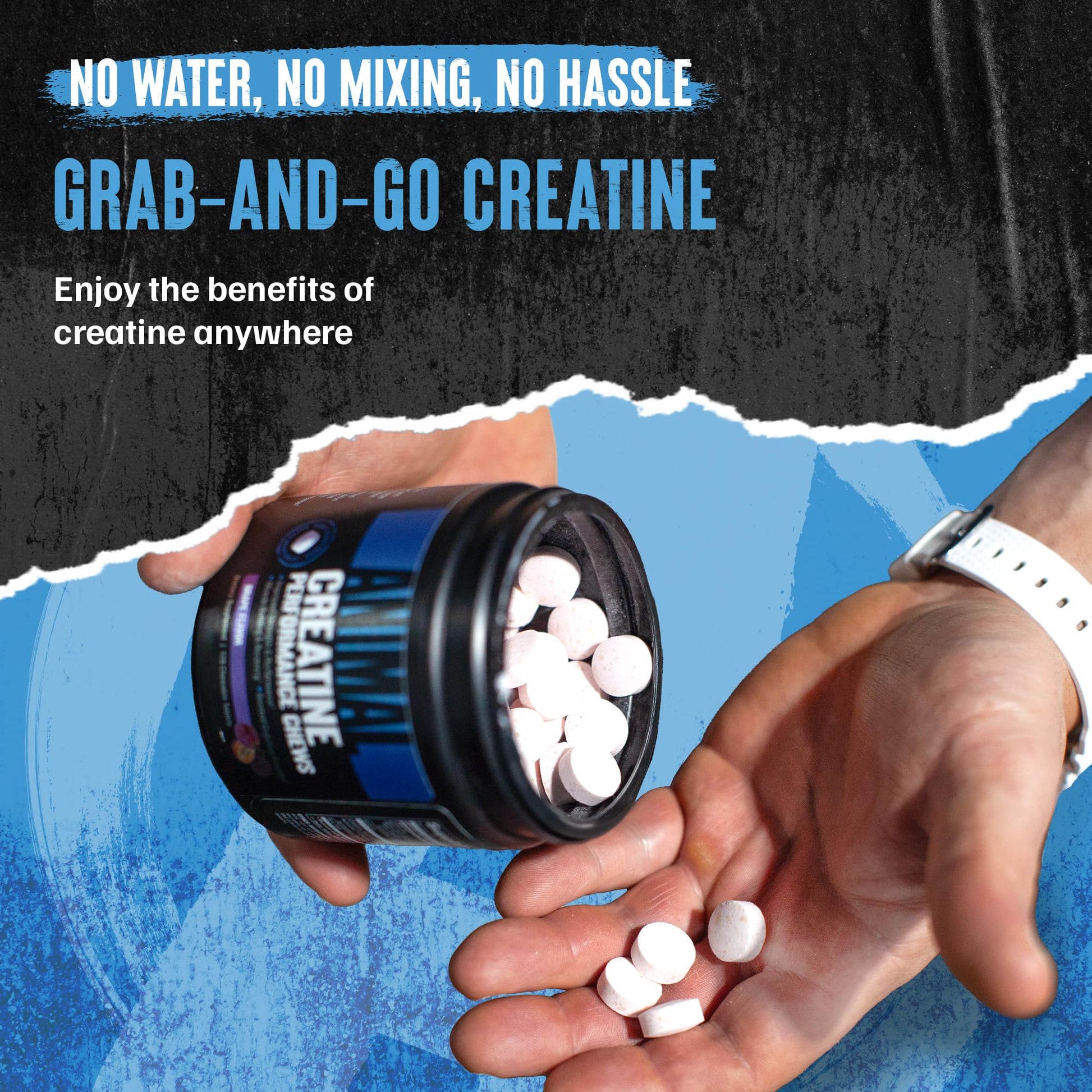 Animal Creatine Chews Tablets - Enhanced Creatine Monohydrate with AstraGin to Improve Absorption, Sea Salt for Added Pumps, Delicious and Convenient Chewable Tablets - Lemon Ice Animal Au supplements