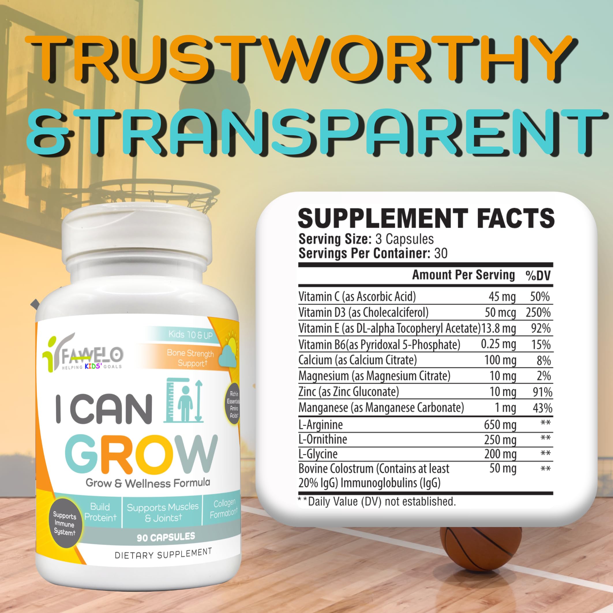 Fawelo I Can Grow (2 Pack) - for Kids 10+ and Teens | Enhances Natural Development | Strength Bone, Muscle & Joints | Immunity & Overall Health | Transparent Ingredients | Made in the USA Fawelo Au supplements