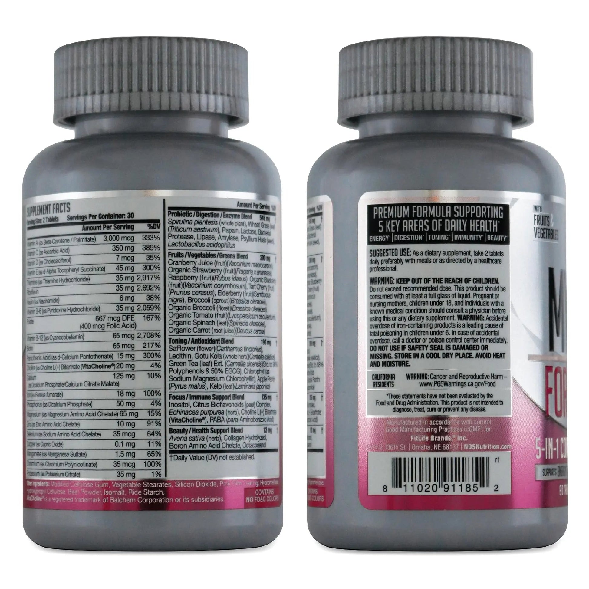 FitLife Brands Women's Nutrition MV360, 5-in-1 Complete Multivitamin with Essential Vitamins for Energy, Digestion, Toning, Immune Support FitLife Brands Au supplements