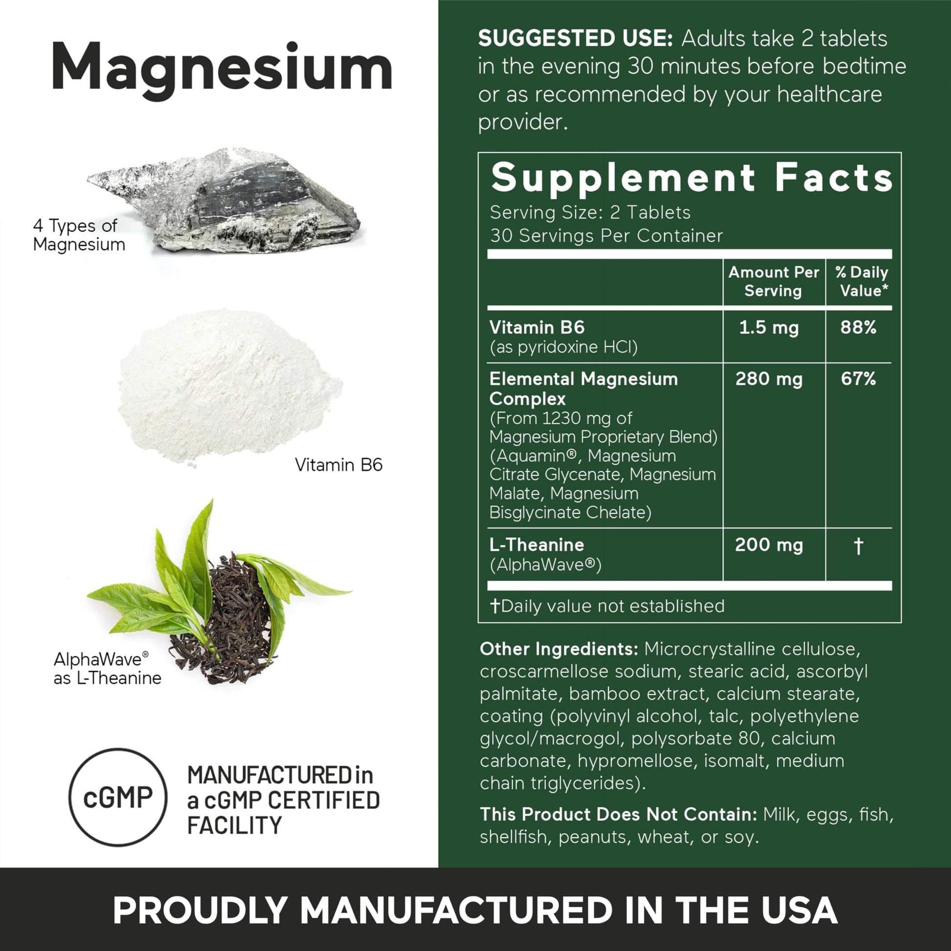 Smarter Nutrition Magnesium Complex - Chelated Magnesium Glycinate with Citrate, Malate and L-Theanine for Sleep, Muscle Relaxation and Stress Support - Non-GMO - 60 Tablets[30DaySupply] SMARTERNUTRITION Au supplements