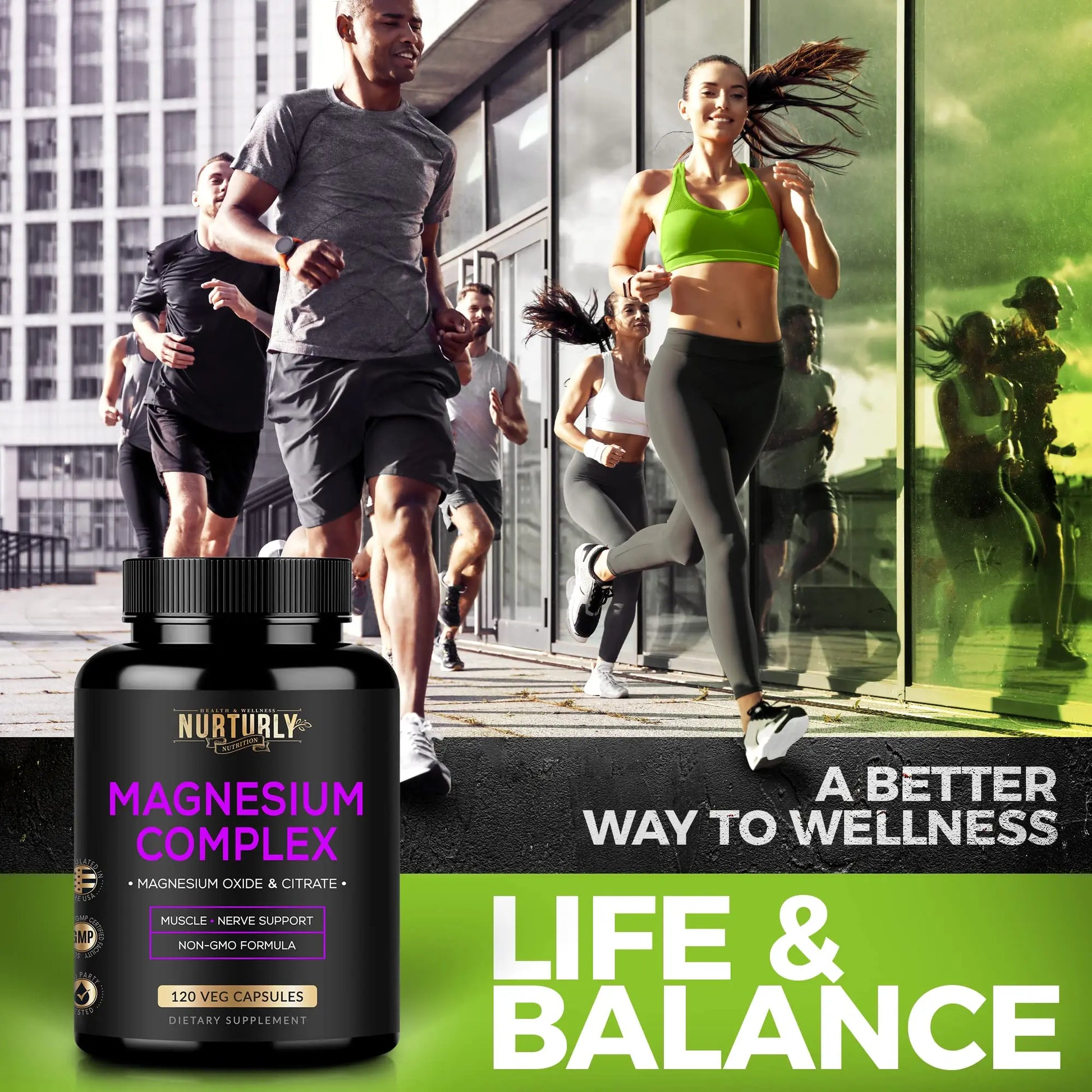 Magnesium Citrate & Oxide 500mg Complex Supplement - High Absorption Maximum Strength - Helps Support Bone Density and Strength, Muscles, Energy and Sleep - 120 Vegan Capsules NURTURLY Au supplements