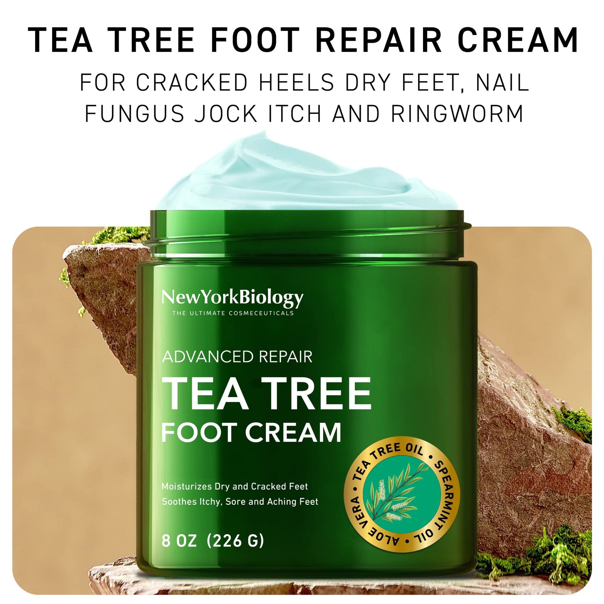 New York Biology Tea Tree Oil Foot Cream for Dry Cracked Feet, Athletes Foot, Nail Fungus NEW YORK BIOLOGY THE ULTIMATE COSMECEUTICALS Au supplements