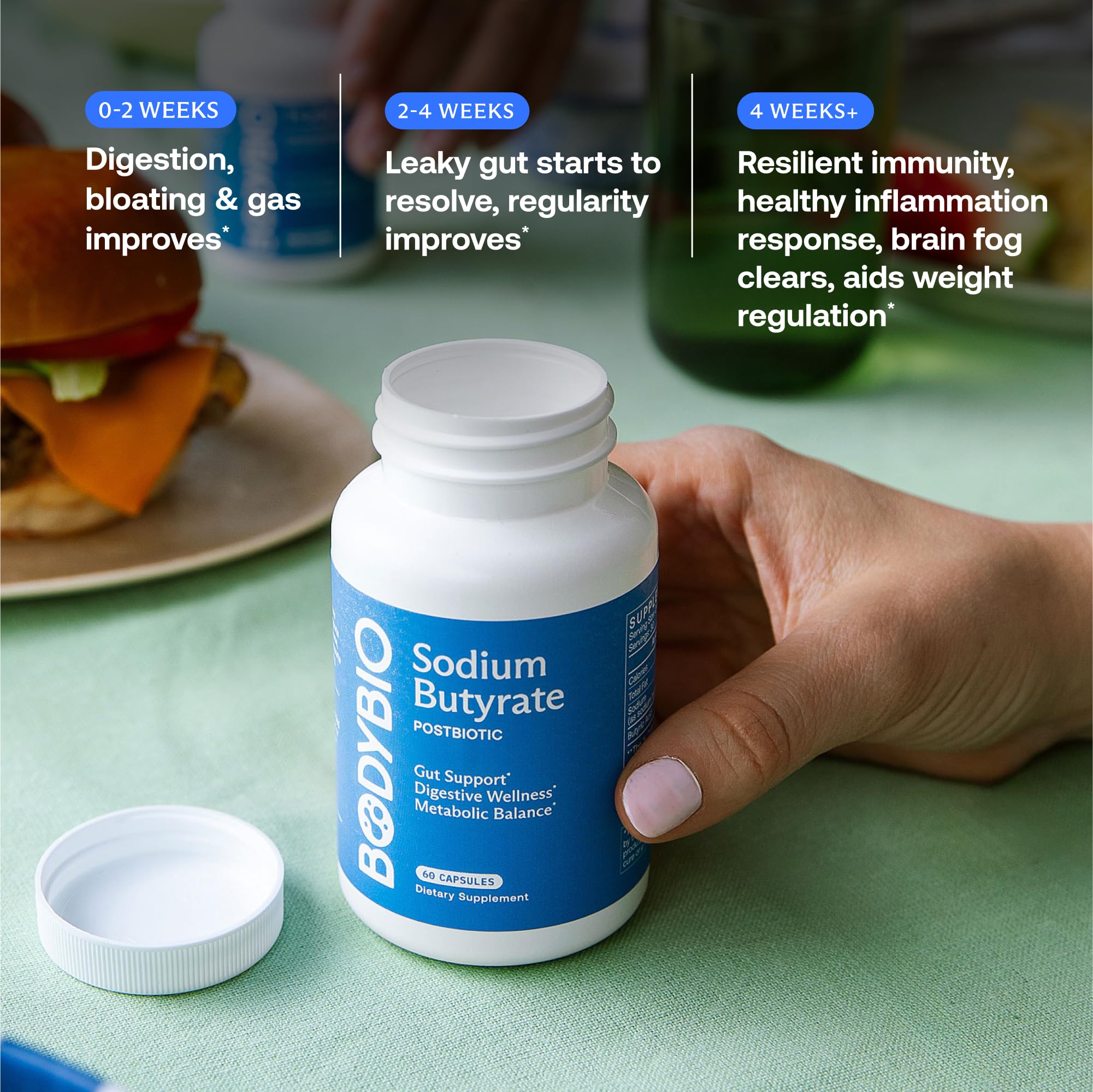 BodyBio Butyrate - Postbiotic for Gut Health, Digestive Support, Bloat, Gas & Constipation Relief, Leaky Gut Repair - Sodium + Butyric Acid Supplement for GI Wellness BodyBio Au supplements