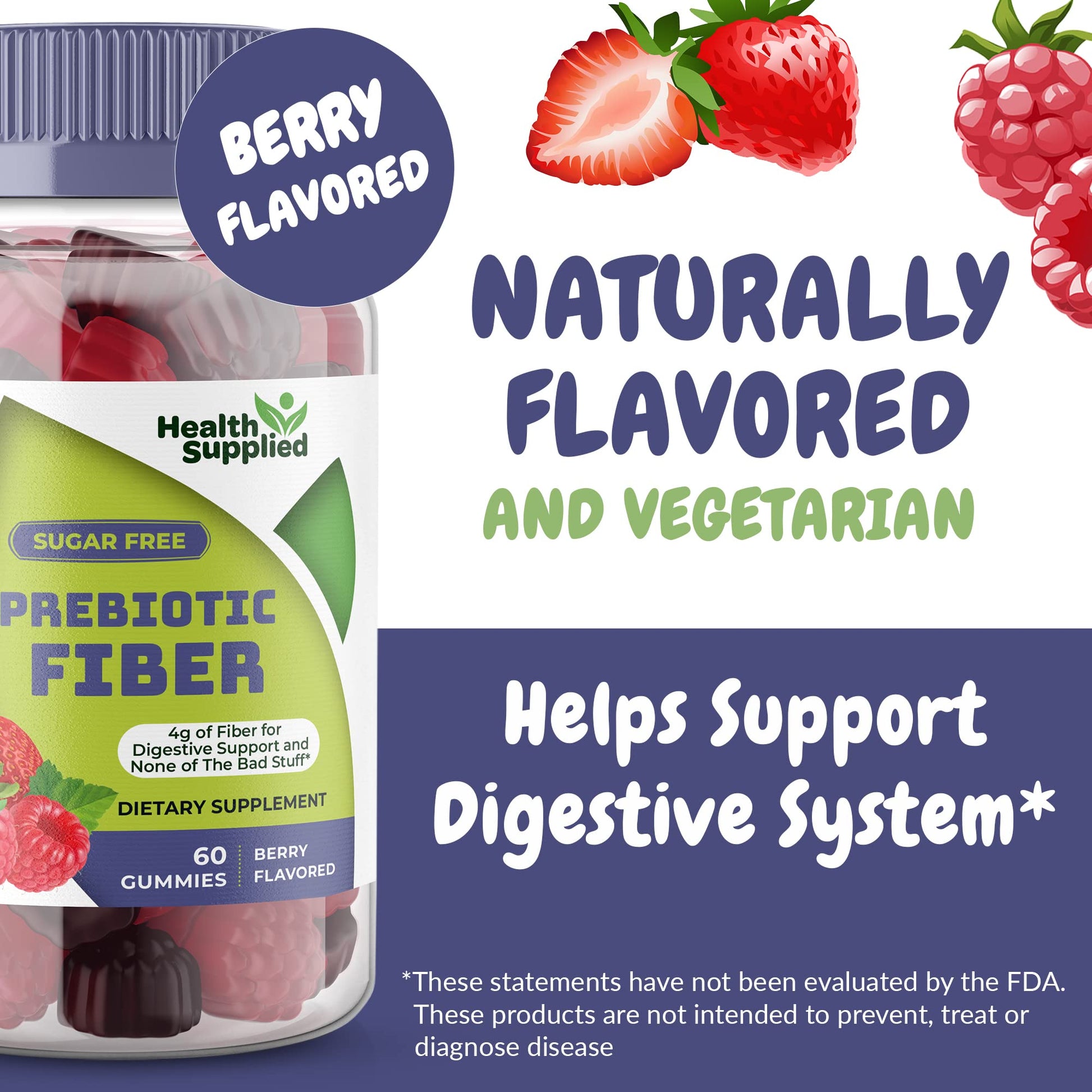 Fiber Prebiotic Gummies Sugar Free, Keto Friendly | Gut Cleansing, Digestive Health Regularity Health Supplied Au supplements