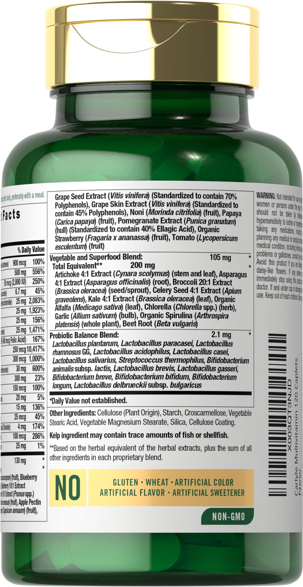 Carlyle Fruits and Veggies Supplement | 120 Count | Superfood Multivitamin with Probiotics | Made with 20 Fruits and Vegetables | Non-GMO & Gluten Free Carlyle Au supplements