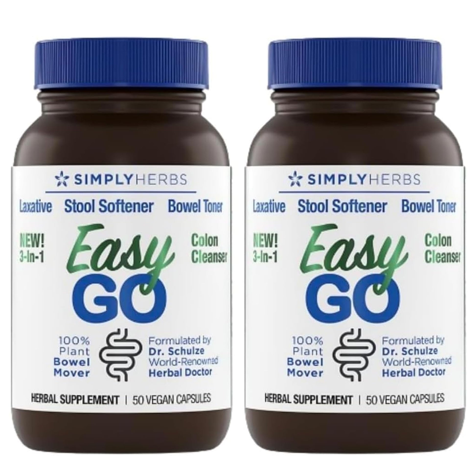 Simply Herbs Easy Go Bowel Mover - Adult Cleansing Supplement for Colon Health Support - Bowel Movement Aid - Stool Softener - Daily-Use Laxative - Plant-Based Ingredients - Vegan - 100 Count (2 Pack) Dr. Schulze's Au supplements