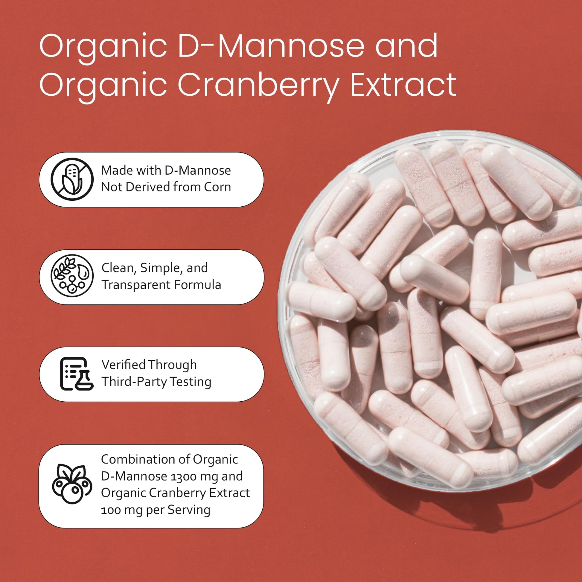 NaturaLife Labs Organic D-Mannose 1300 mg with Organic Cranberry Extract 100 mg per Serving – 100 Capsules – Non-GMO, Gluten-Free, Vegan NaturaLife Labs Au supplements