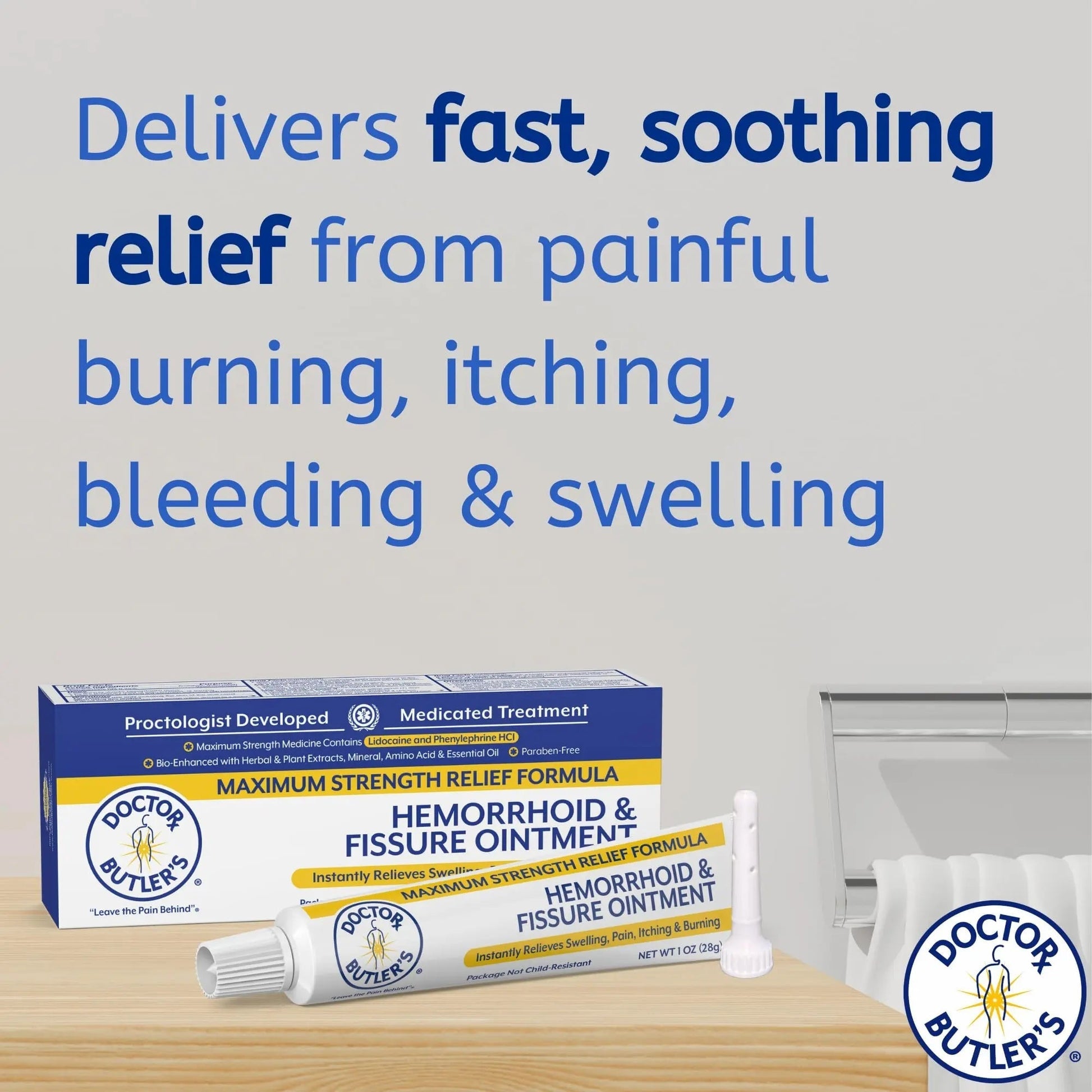 Doctor Butler’s Hemorrhoid & Fissure Ointment – Hemorrhoid Treatment and Hemorrhoid Cream with Lidocaine and Phenylephrine HCI for Fast Acting Relief of Pain, Swelling, Discomfort, and Itching (1 oz.) Doctor Butler's Au supplements