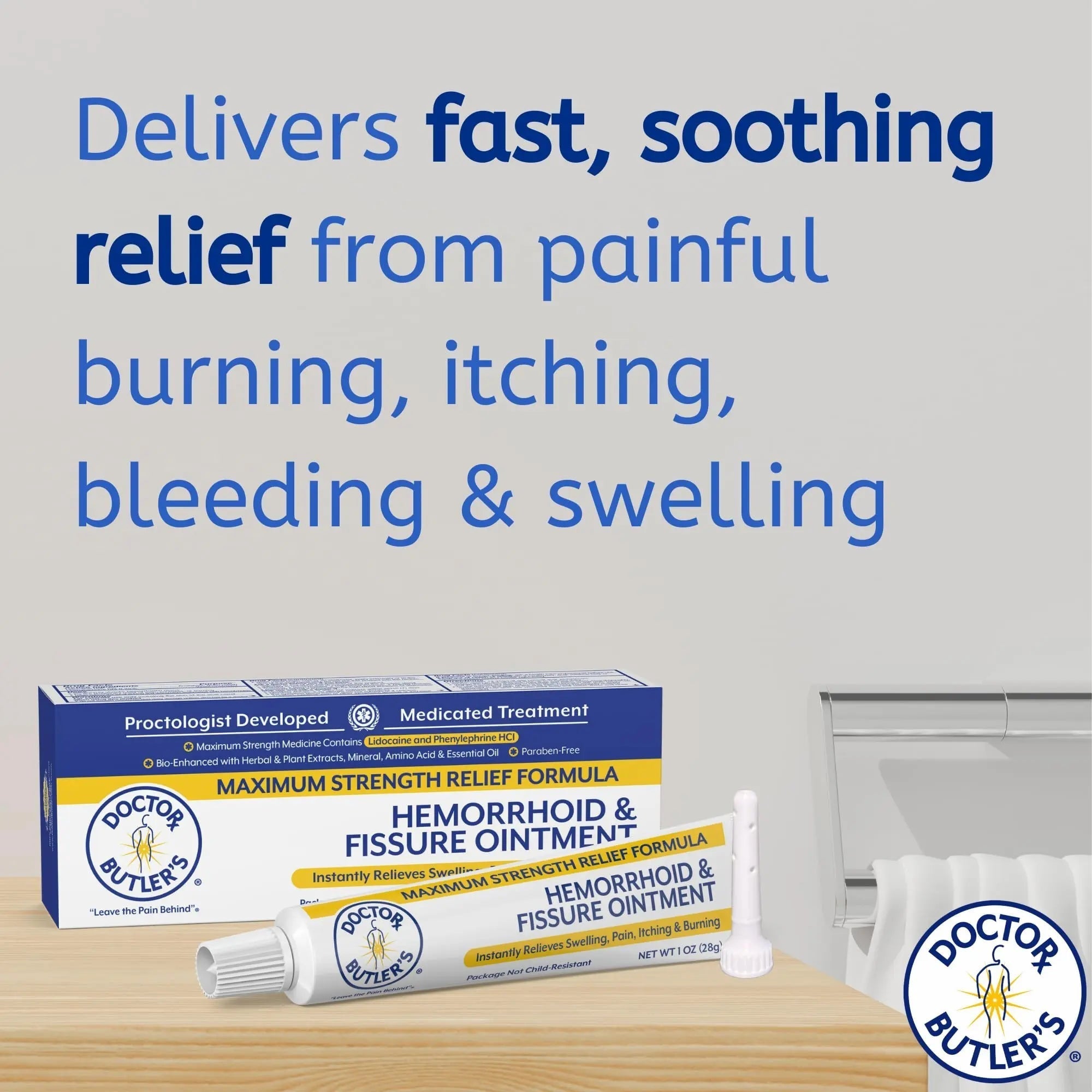 Doctor Butler’s Hemorrhoid & Fissure Ointment – Hemorrhoid Treatment and Hemorrhoid Cream with Lidocaine and Phenylephrine HCI for Fast Acting Relief of Pain, Swelling, Discomfort, and Itching (1 oz.) Doctor Butler's Au supplements