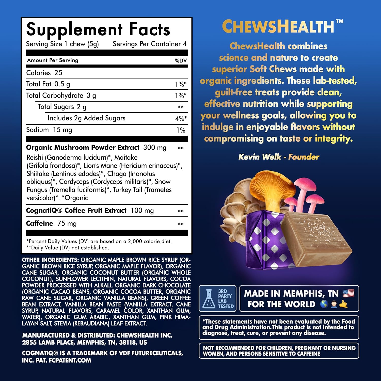 DynaMind iQ Brain Supplement for Memory and Focus for Adults - Nootropic Chews | Coffee Fruit & Mushroom Supplement Blend, Memory Focus Supplement, Caffeine Focus Pills Alternative, 4 Count CHEWSHEALTH Au supplements