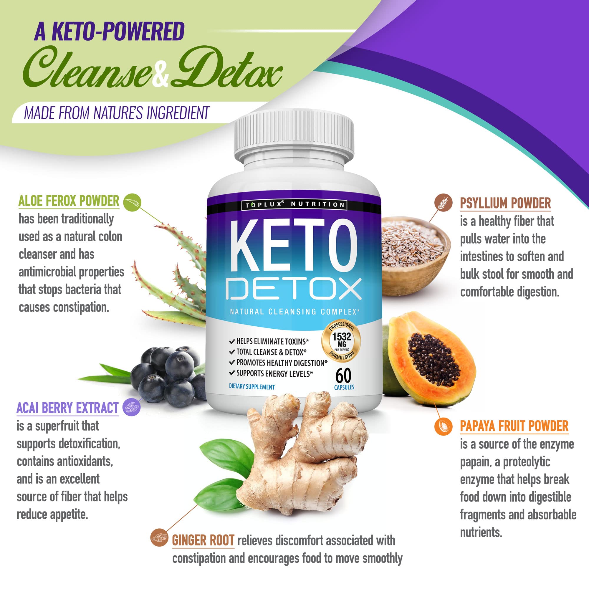 Toplux Keto Detox Pills Advanced Cleansing Extract – 1532 Mg Natural Acai Colon Toplux Au supplements