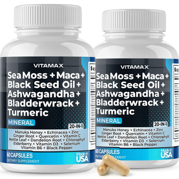 Sea Moss 3000mg Maca 1000mg Black Seed Oil 2000mg Ashwagandha 1000mg Bladderw Vitamax Au supplements