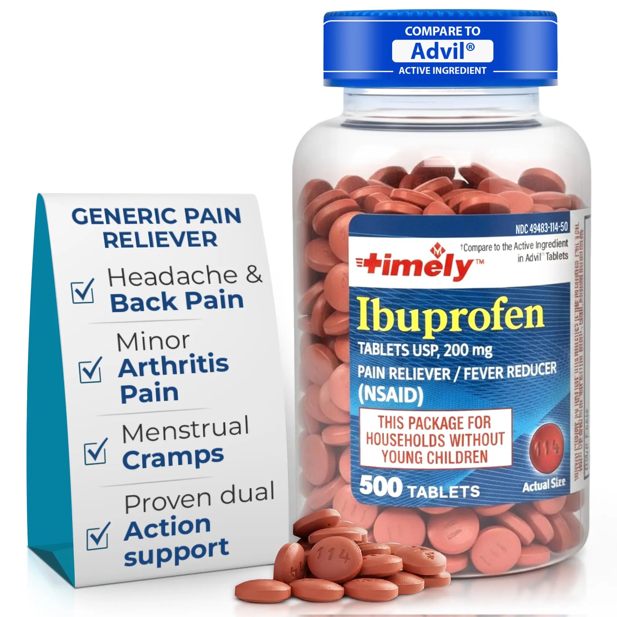 TIME-Cap Labs 500 Tablets Ibuprofen 200mg Coated - Pain Reliever & Fever Reducer (NSAID) for Adults, Helps with Headache, Back Pain, Muscle Aches, Toothaches, Menstrual Cramps & Minor Arthritis Pain TIME-CAP LABS, INC. Au supplements
