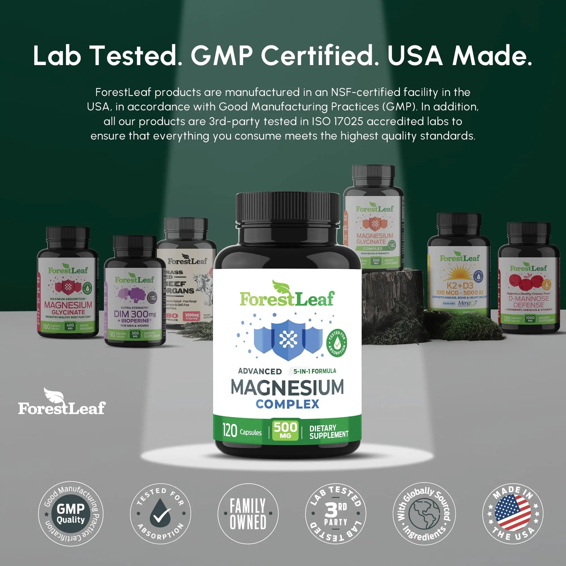 ForestLeaf Magnesium Complex for Women and Men - 500mg Magnesium Supplement for Sleep - 5-in-1 Chelated Magnesium Citrate, Bisglycinate, Malate, Taurate, Oxide (120 Ct) ForestLeaf Au supplements
