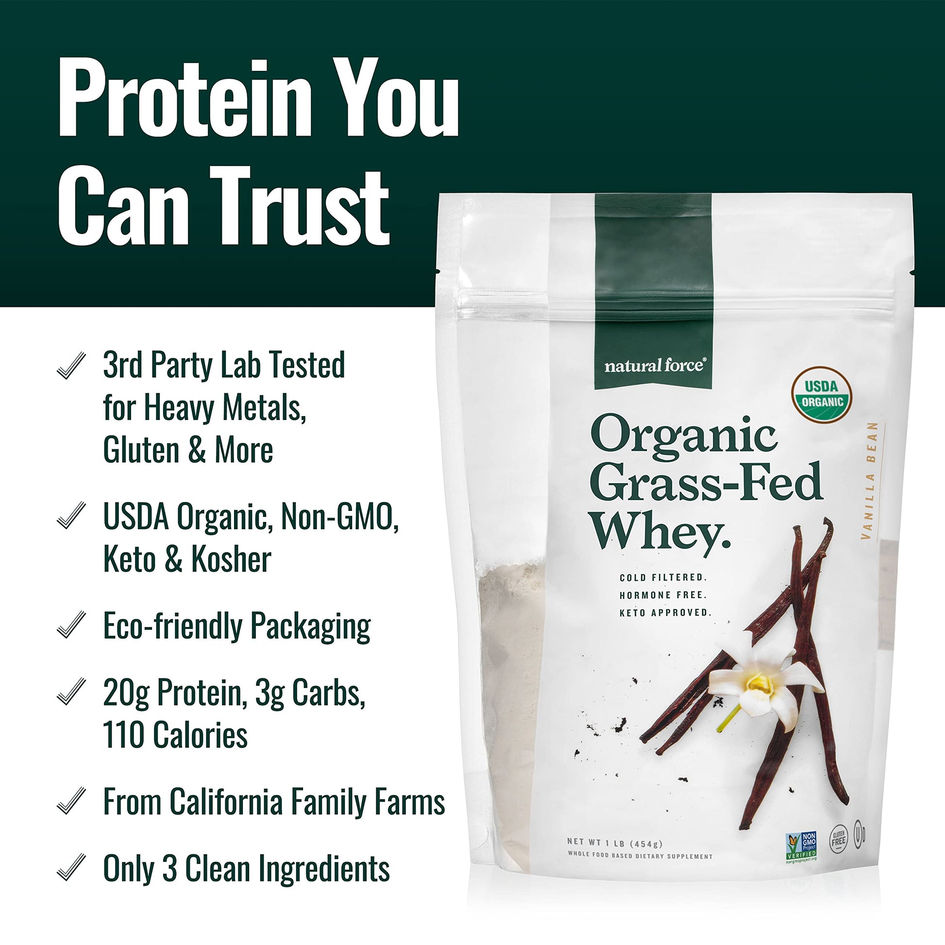 Natural Force Grass Fed Organic Whey Protein Powder – Non GMO Verified, Humane Natural Force Au supplements