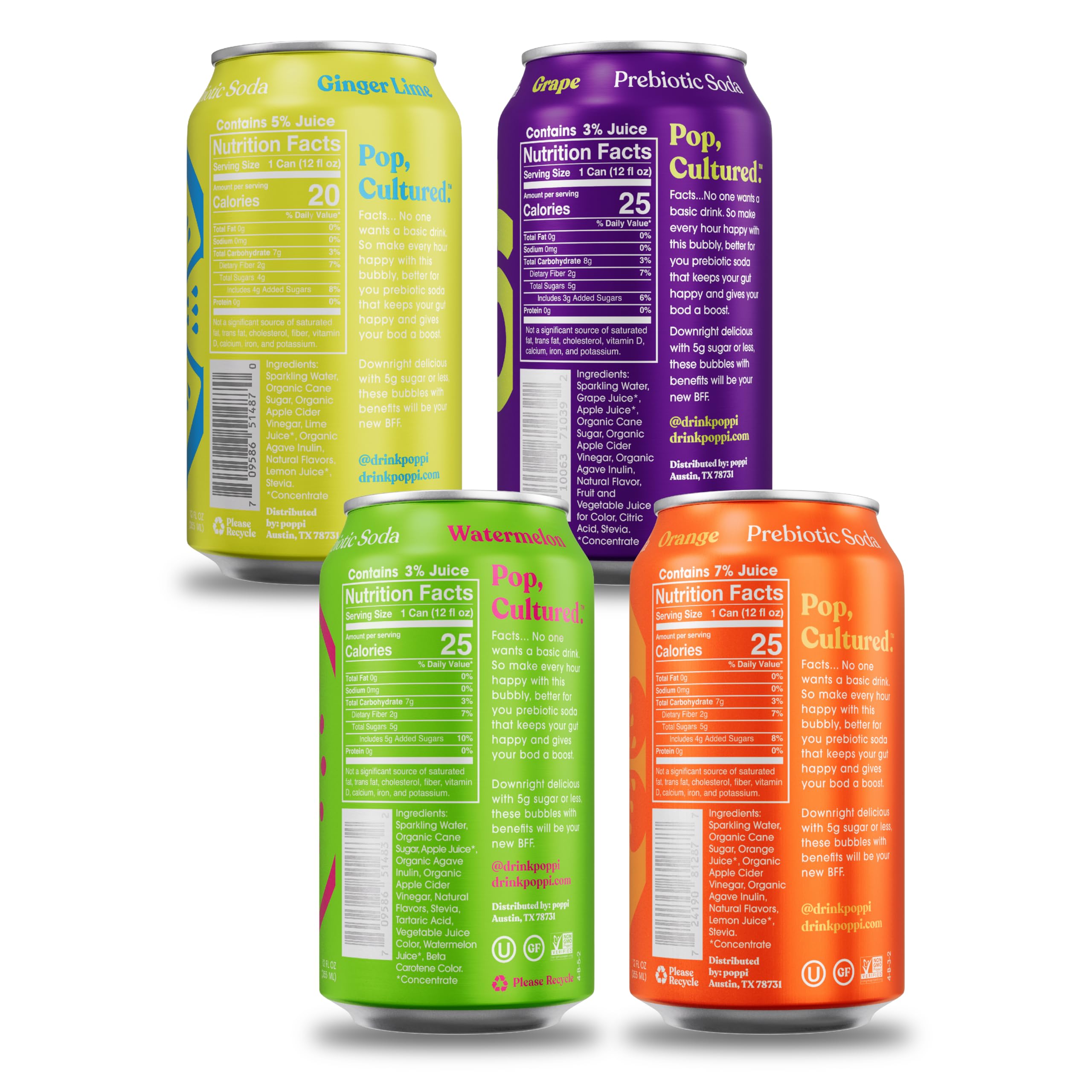 POPPI Sparkling Prebiotic Soda, Beverages w/Apple Cider Vinegar, Seltzer Water & Juice poppi Au supplements