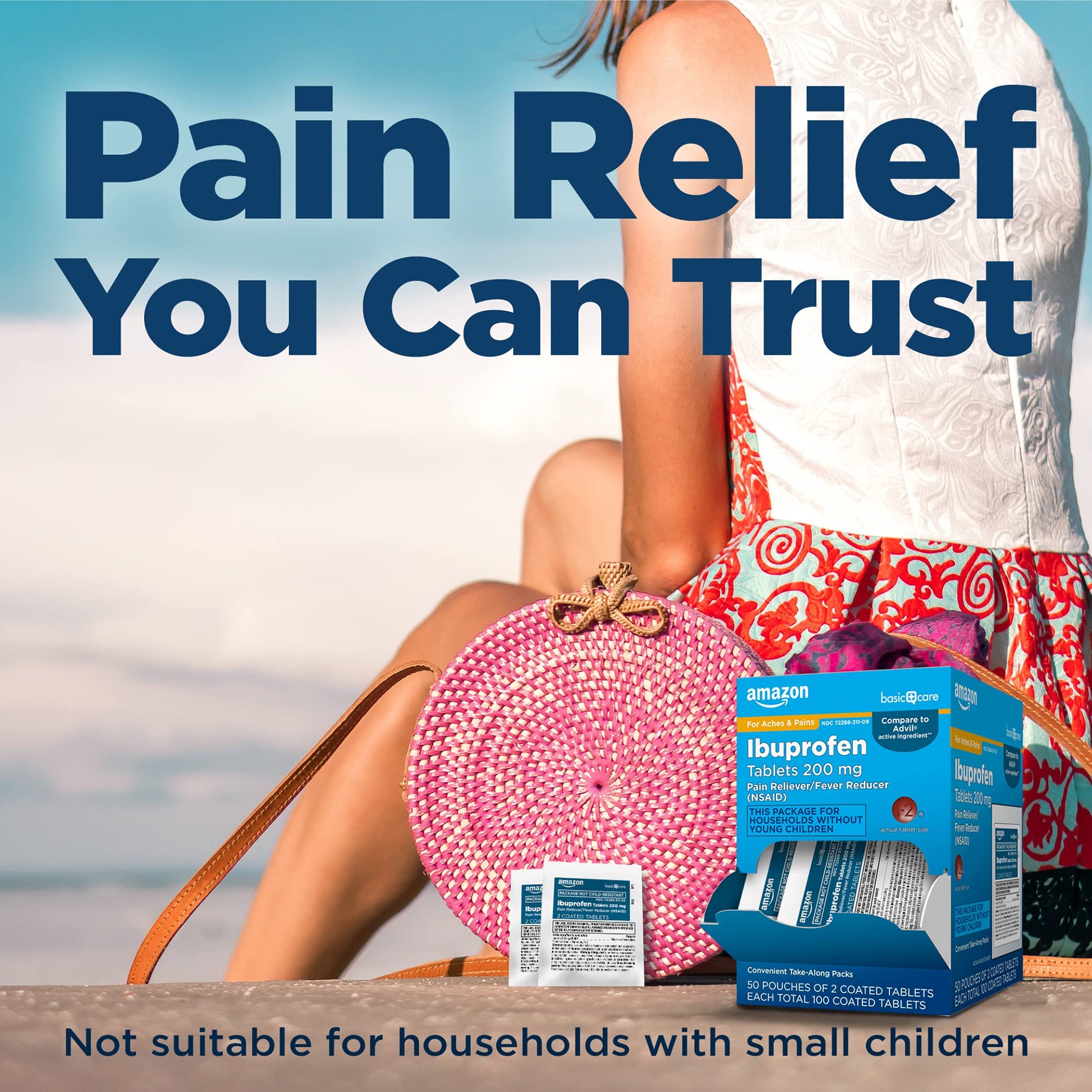 Amazon Basic Care Ibuprofen Tablets, 200 mg, Pain Reliever and Fever Reducer, For Headache, Muscular Aches, Arthritis, Backache, Menstrual Pain, 100 Count (Pack of 1) Amazon Basic Care buy supplements Au