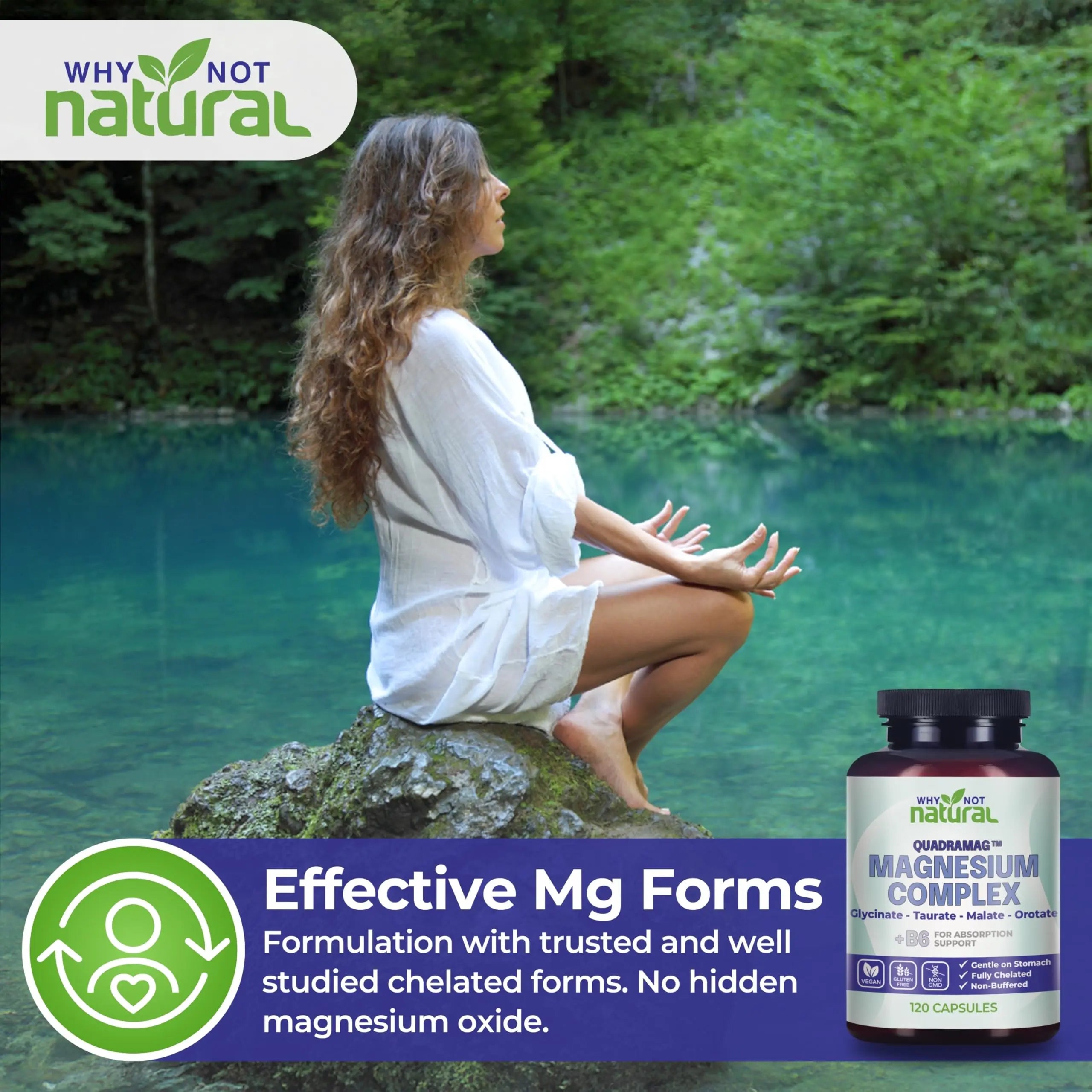 4-in-1 Magnesium Complex Supplement - Glycinate, Taurate, Malate, Orotate Blend - 300 mg per Serving, 120 Capsules Why Not Natural Au supplements