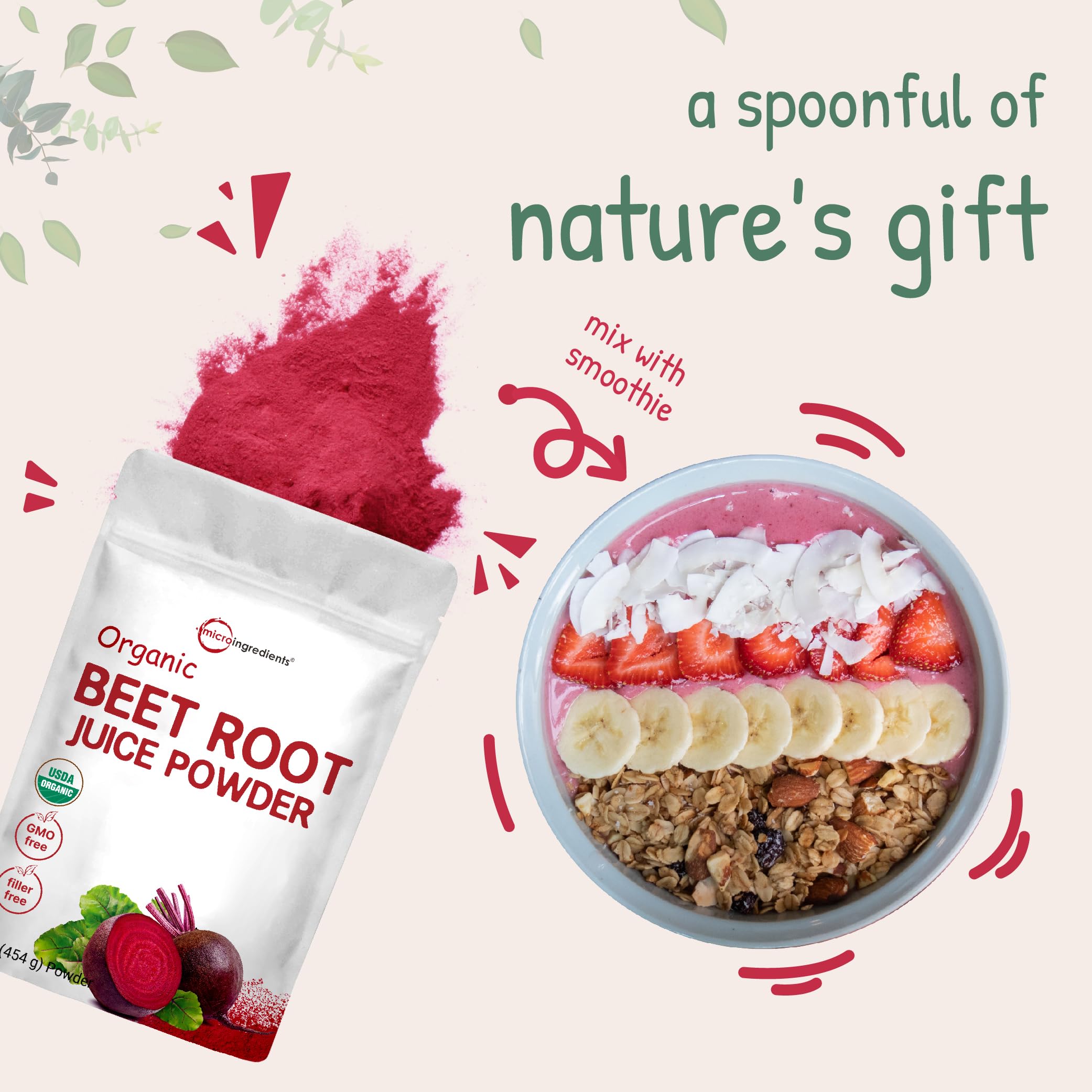 Micro Ingredients Organic Beet Root Powder, 1 Pound, Cold Pressed and Water Soluble Micro Ingredients Au supplements