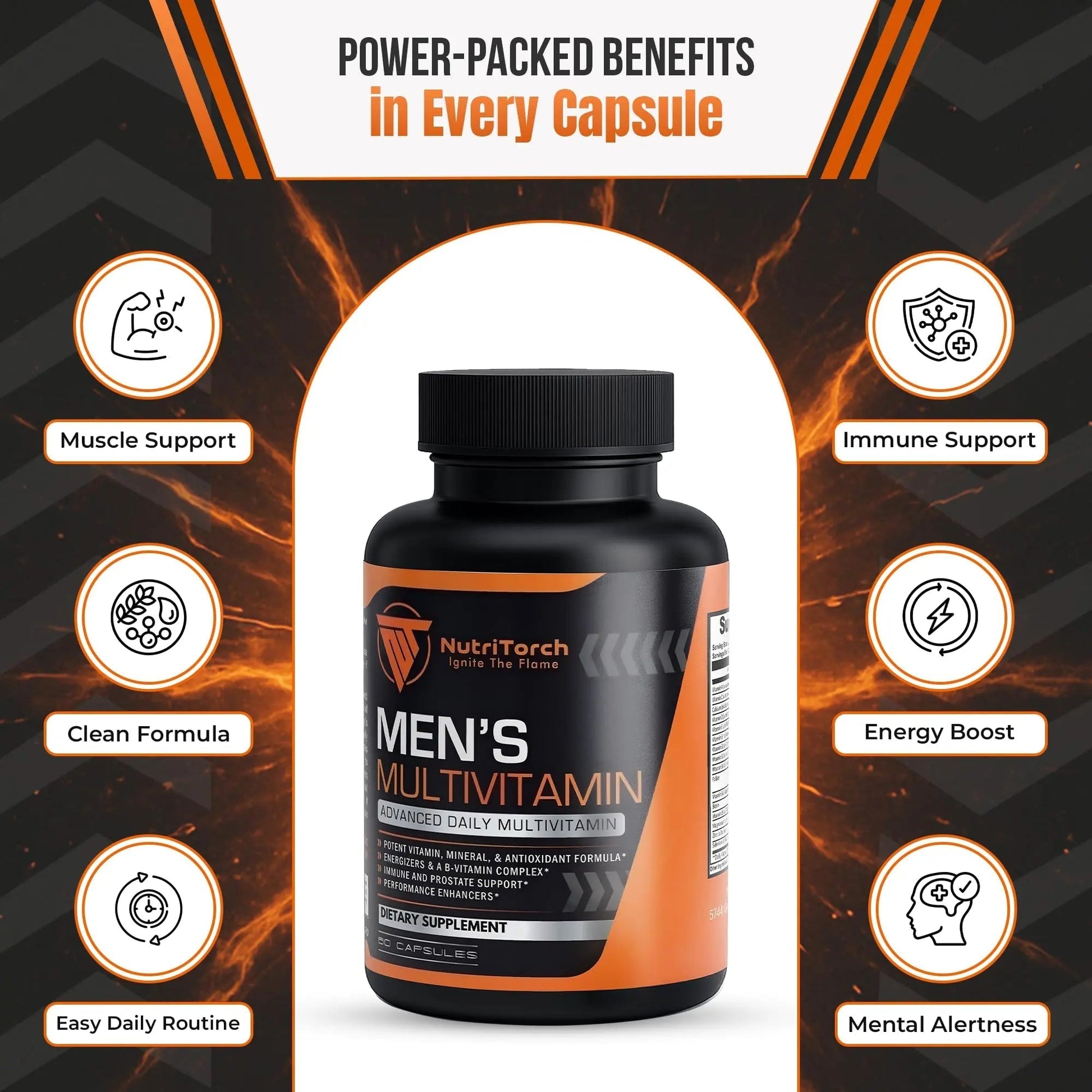 NutriTorch Multivitamin for Men – Adult Dietary Supplement with Vitamins A, C & D, Minerals & Antioxidants for Immune Support, Increased Energy NutriTorch Au supplements