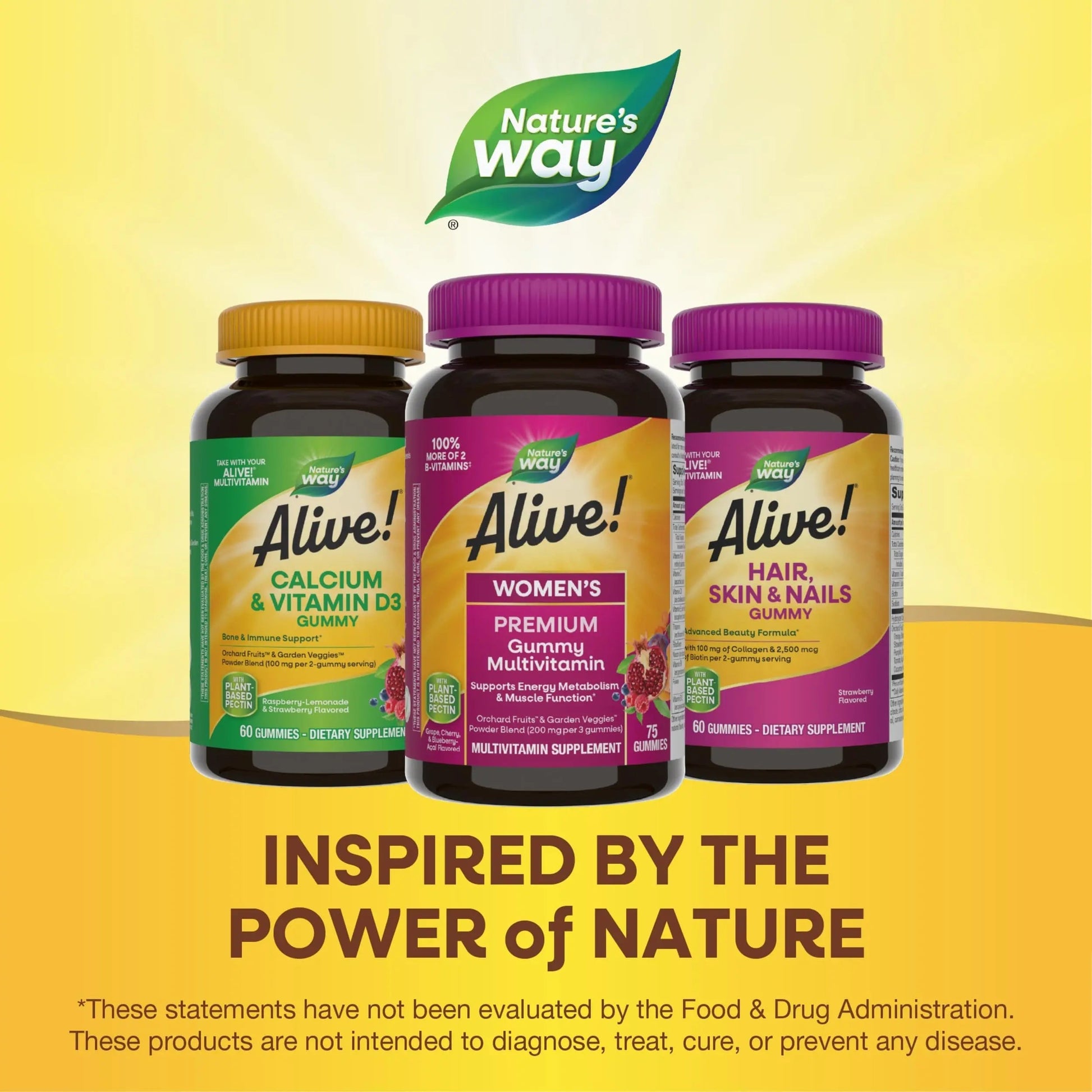 Nature’s Way Alive! Premium Women’s Gummy Multivitamin, Supports Energy Metabolism, Muscle Function*, B-Vitamins, Grape, Cherry, & Blueberry-Acai Flavored, 75 Gummies Nature's Way Au supplements