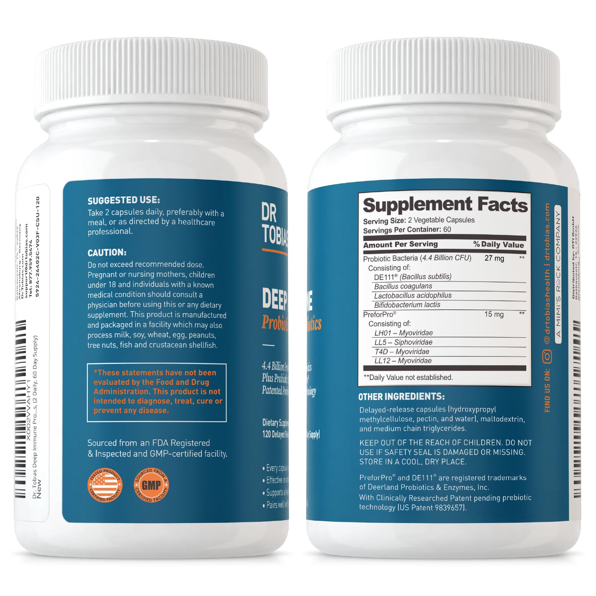 Dr. Tobias Deep Immune Probiotics & Prebiotics, 4.4 Billion CFU Probiotics for Women Dr. Tobias Au supplements