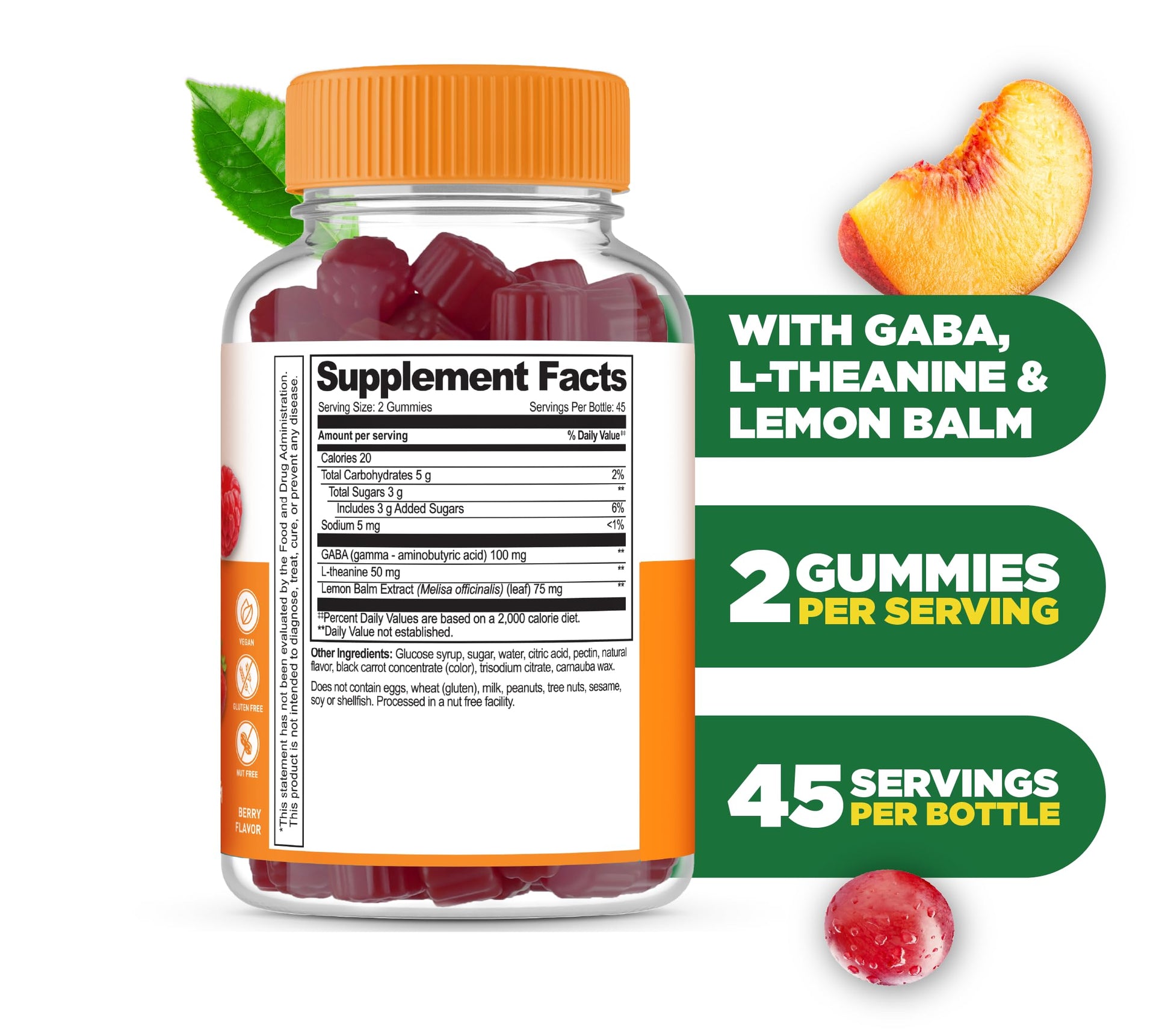 Lifeable Stress Aid Gummies for Teens | with Lemon Balm, GABA and L Theanine Supplements | Vegan Non GMO Mood Support Supplement | Great Tasing Stress Vitamins | L-Theanine for Teen | 90 Gummies Lifeable Au supplements