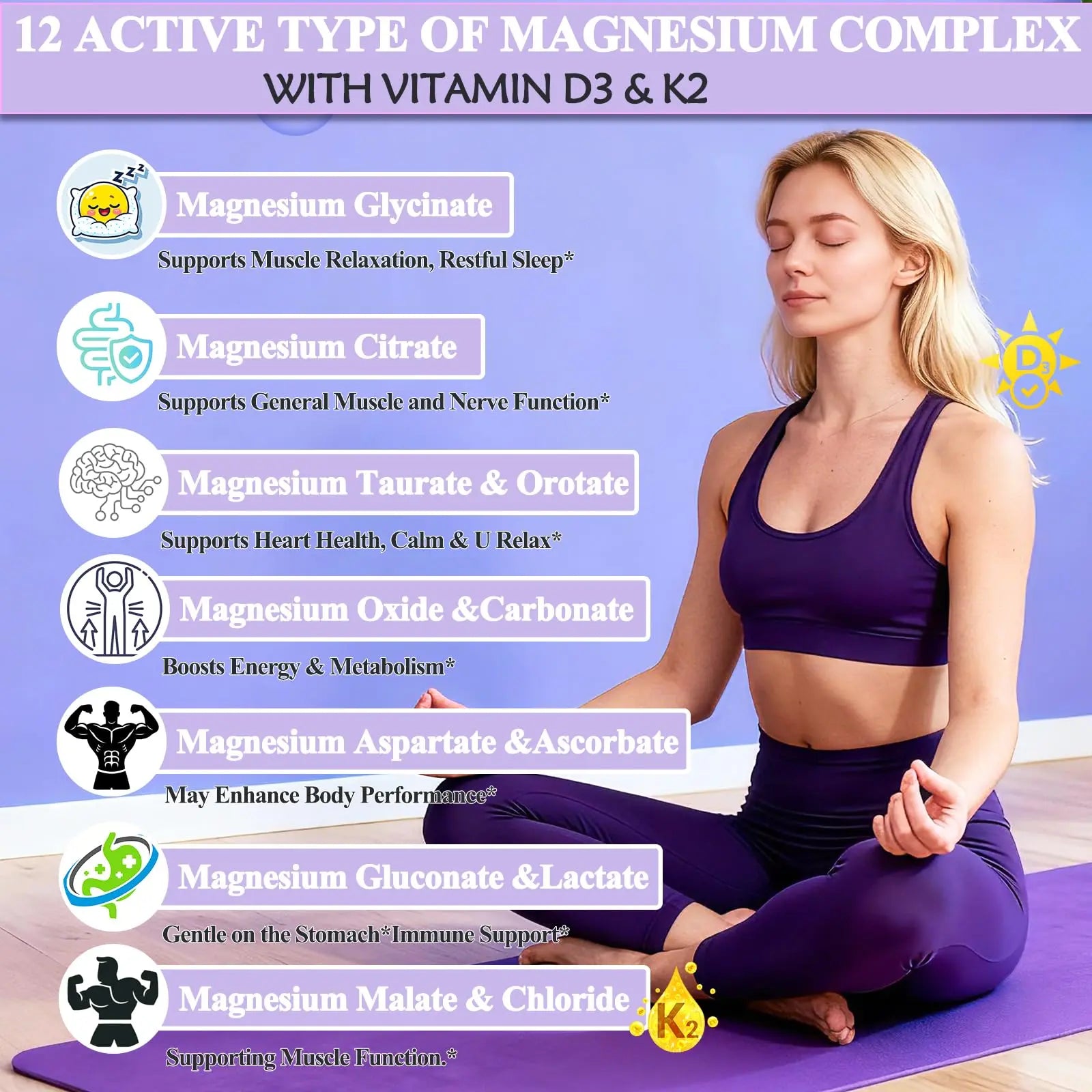 Magnesium 12 in 1 Complex 1000mg Supplement for Women & Men, High Absorption Liquid Magnesium W/Glycinate Citrate Malate Taurate Oxide Aspartate Orotate, Calm Magnesium for Sleep Muscle Heart Support GLOVVUUP Au supplements
