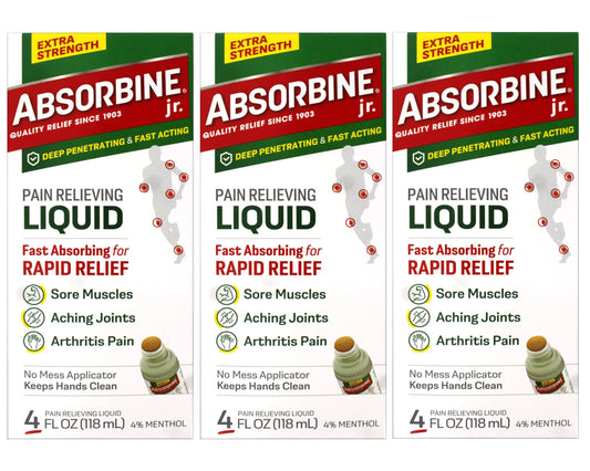ABSORBINE JR. Extra Strength Pain Relieving Liquid, for Muscle, Joints, Arthritis Pain, with No-Mess Applicator, 4 Oz - 3 Pack AbsorbineAU supplements