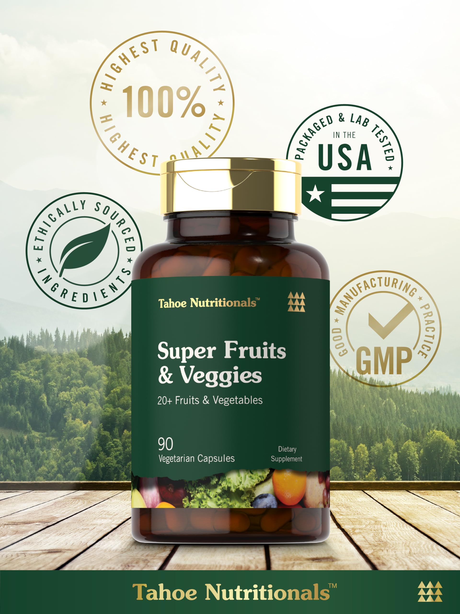 Tahoe Nutritionals Super Fruits and Veggies Capsules | 90 Count | Vegetarian, Non-GMO and Gluten Free Supplement Tahoe Nutritionals Au supplements